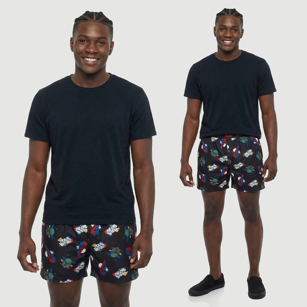 Cueca Masculina Samba-Canção Estampada Preta - Star Wars