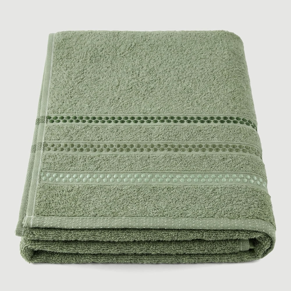 Toalha De Rosto Joy Fio Cardado Listrada Verde - Teka