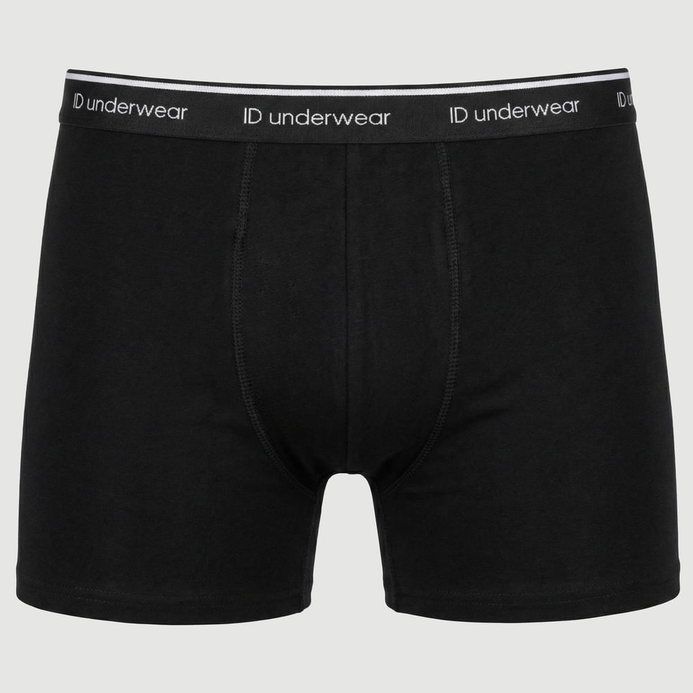 Cueca Masculina Boxer Em Algodão Lisa Preta - Id Underwear