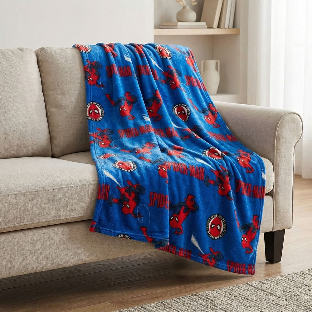 Mantinha De Viagem Infantil Felpuda Spider-Man Azul - Marvel
