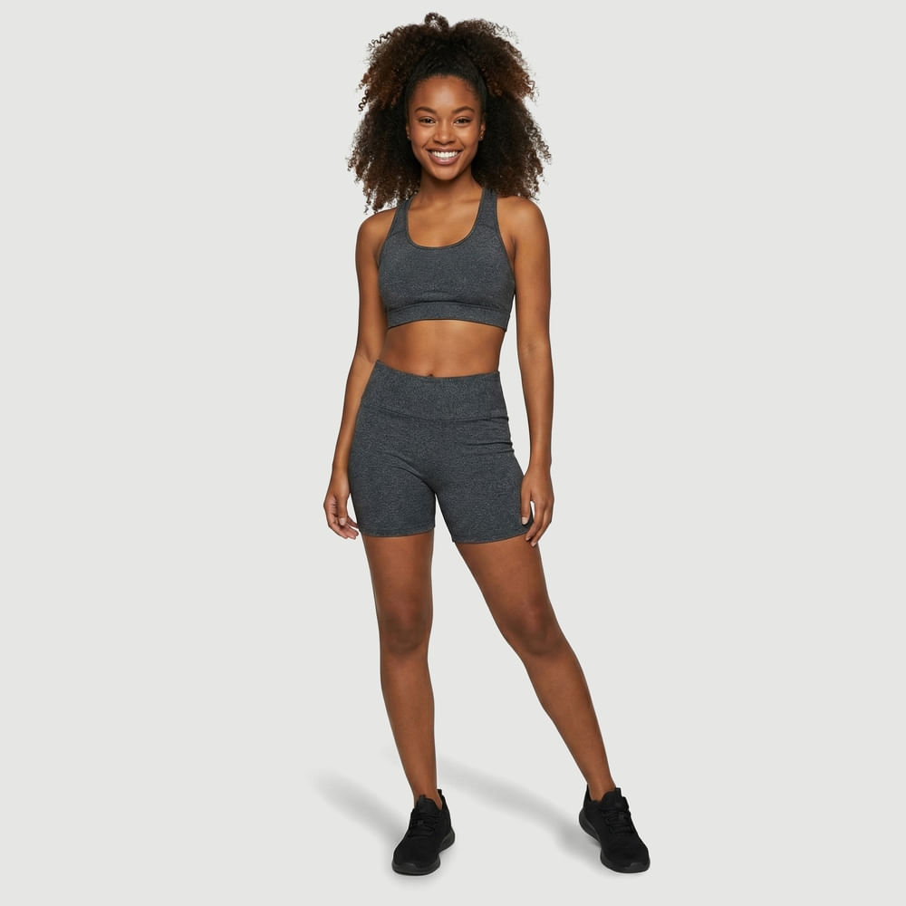 Short Feminino Biker Cós Alto Mescla Cinza - Norton