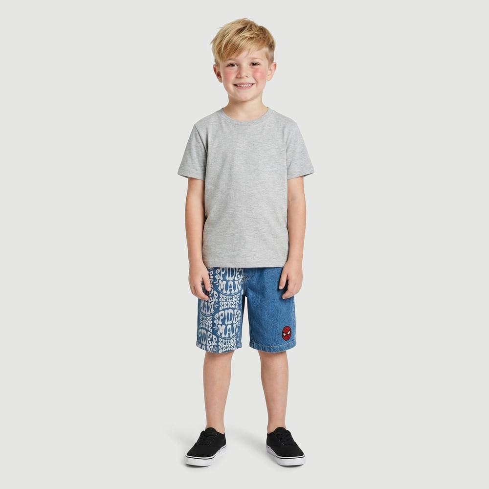 Bermuda Masculina Jeans Com Estampa Spider-Man Azul - Marvel