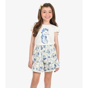 Conjunto Blusa Com Shorts Rovi Kids Bege 1