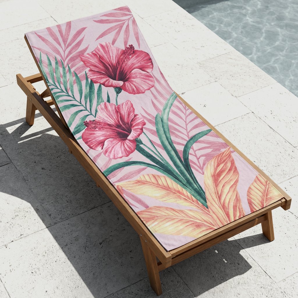 Toalha Praia Aveludada Floral Rosa - Dohler