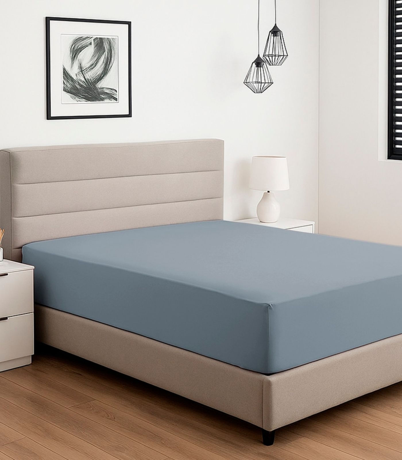 Lençol Liso Casal Com Elástico Vivaldi Azul