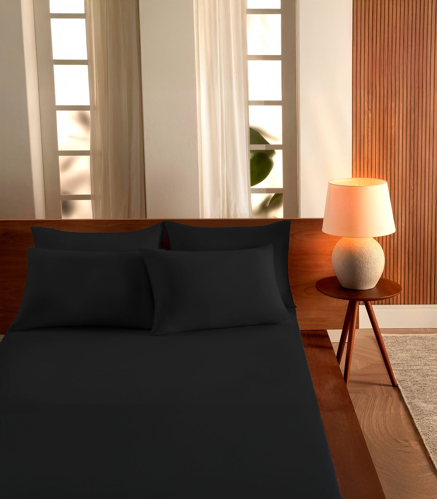 Jogo De Cama Queen Malha 3 Peças Liso Vivaldi Preto