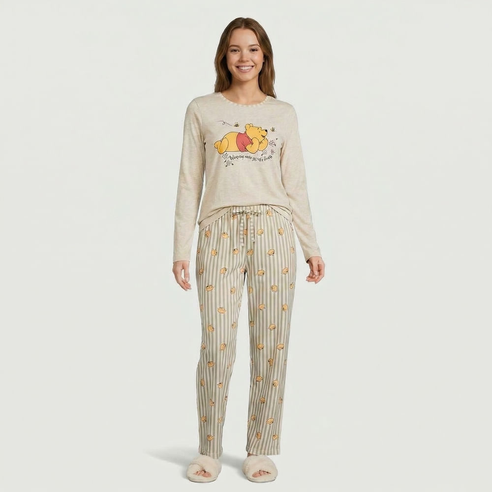 Pijama Manga Longa Disney Estampado Feminino