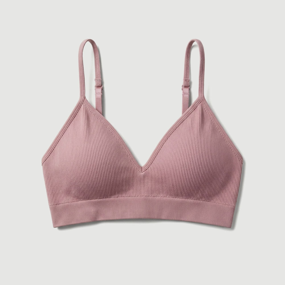 Top Uniq soutien sem costura canelado rosa