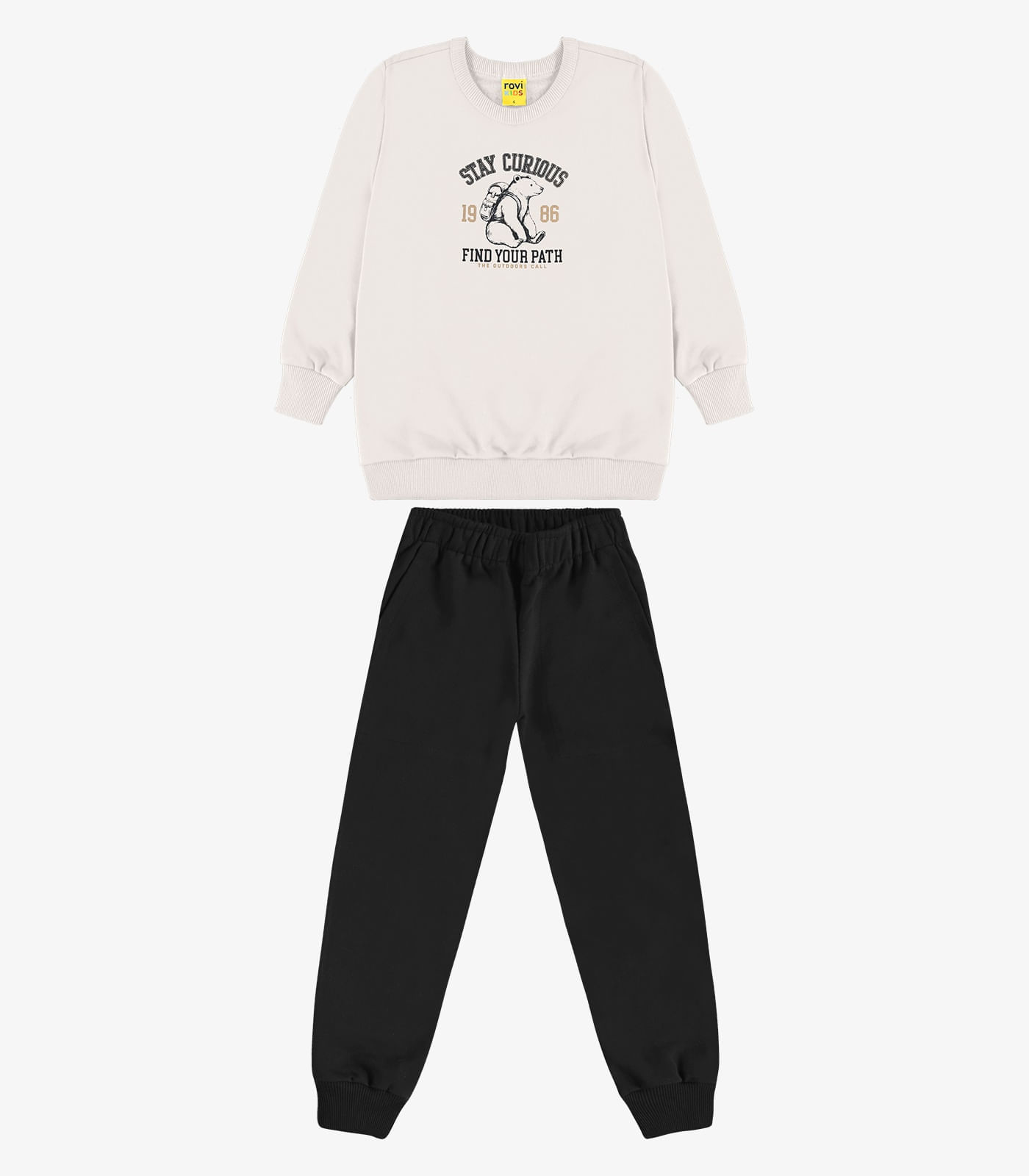 Conjunto Blusão e Calça Moletom Rovi Kids Bege