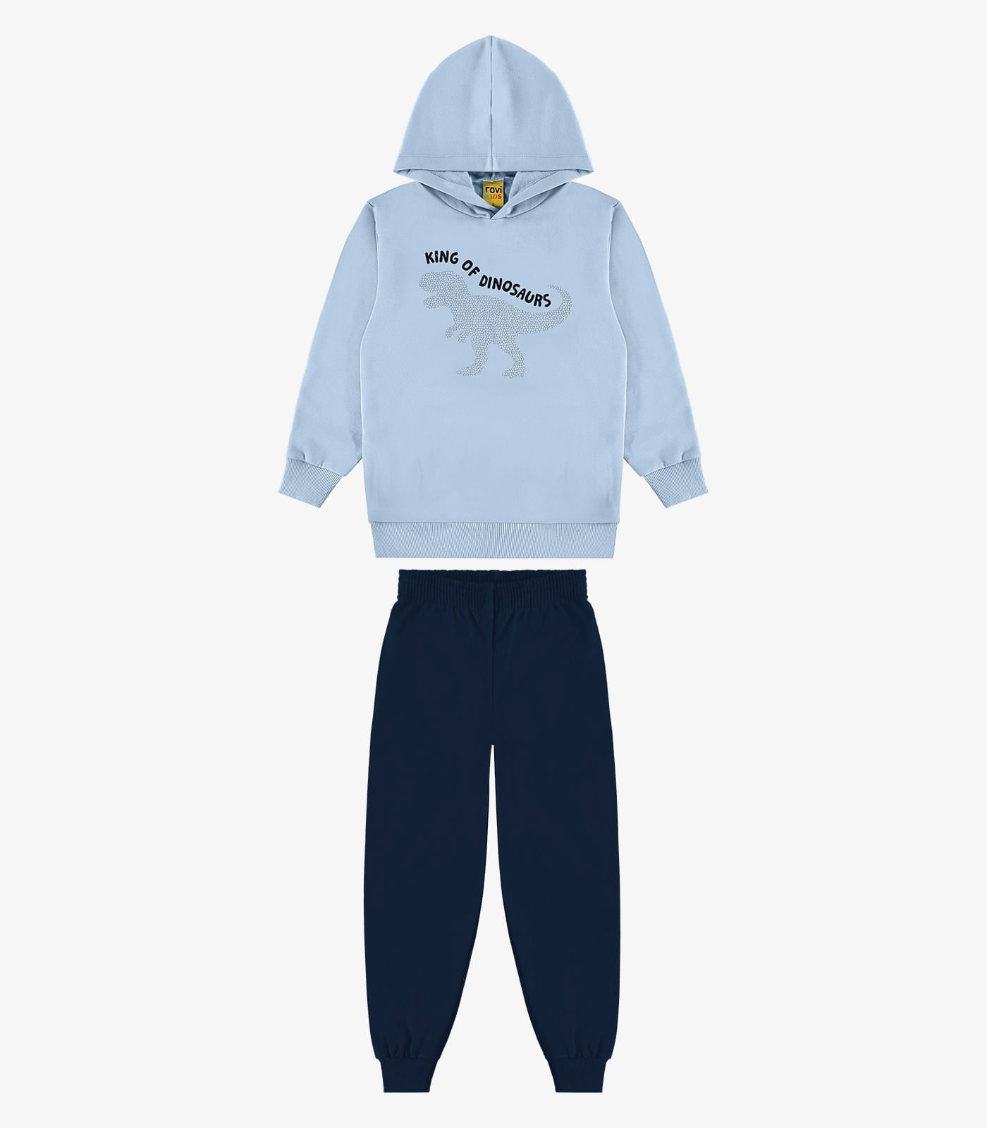 Conjunto Blusão com Capuz Calça Moletom Rovi Kids Azul