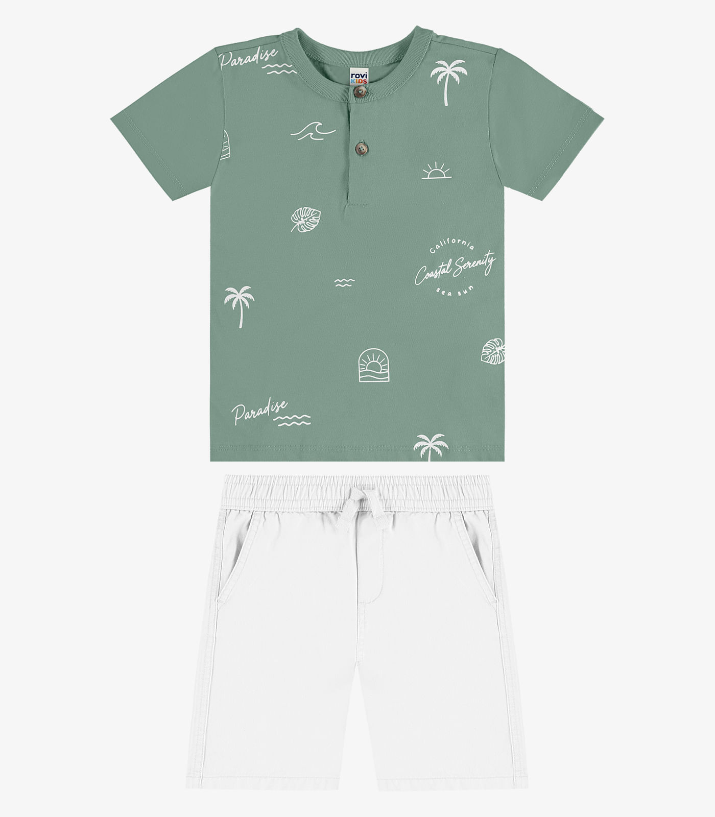 Conjunto Camiseta Com Bermuda Infantil Rovi Kids Verde