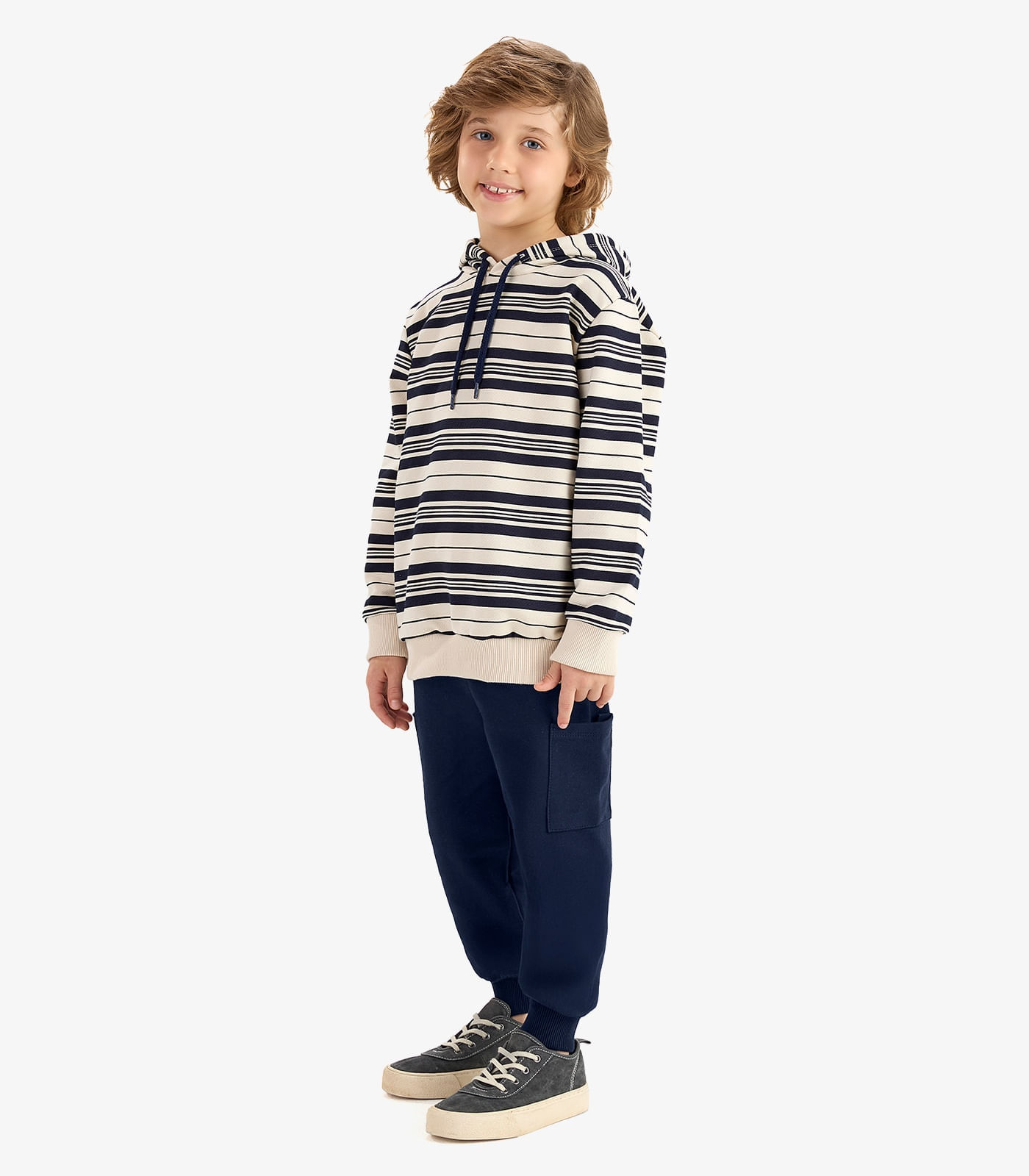 Conjunto Blusão de Capuz e Calça Moletom Rovi Kids Bege