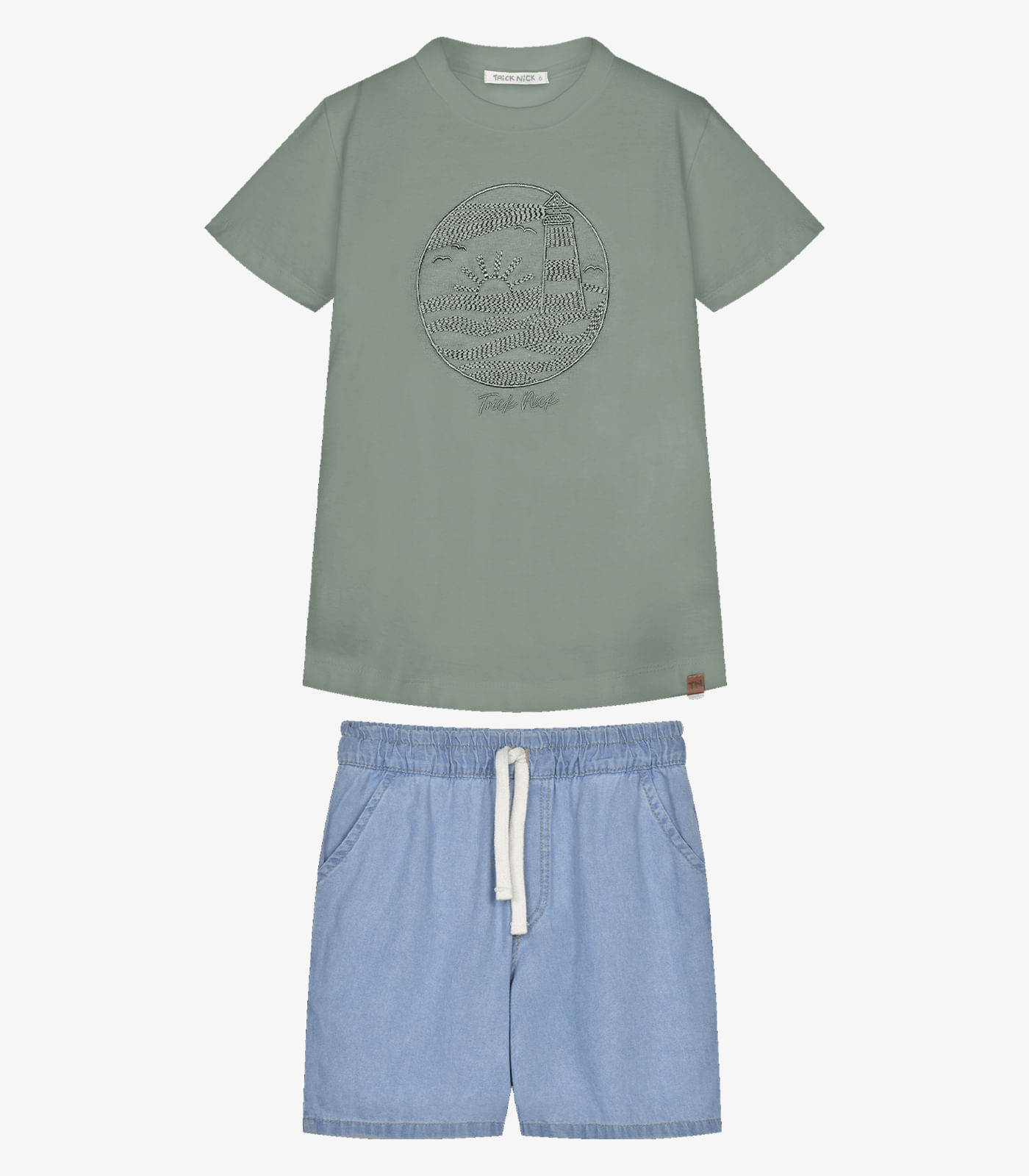 Conjunto Infantil Camiseta Com Bermuda Trick Nick Verde