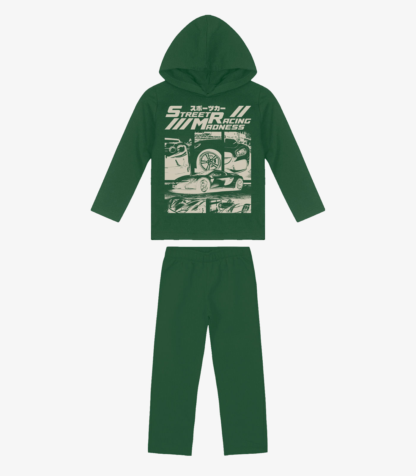 Kit Conjunto Blusão Com Capuz E Calça Rovi Kids Verde