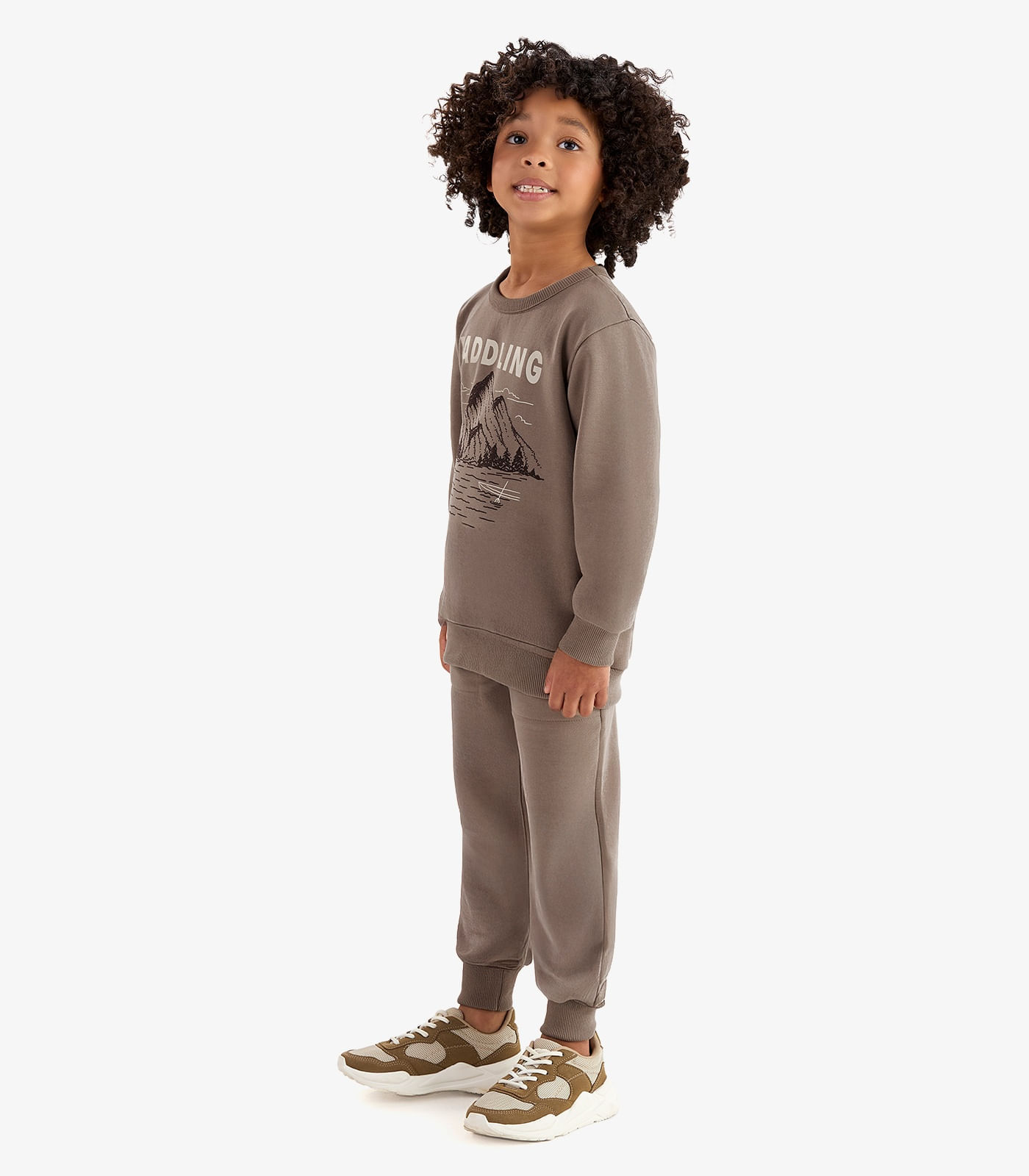 Conjunto Blusão e Calça Moletom Rovi Kids Marrom