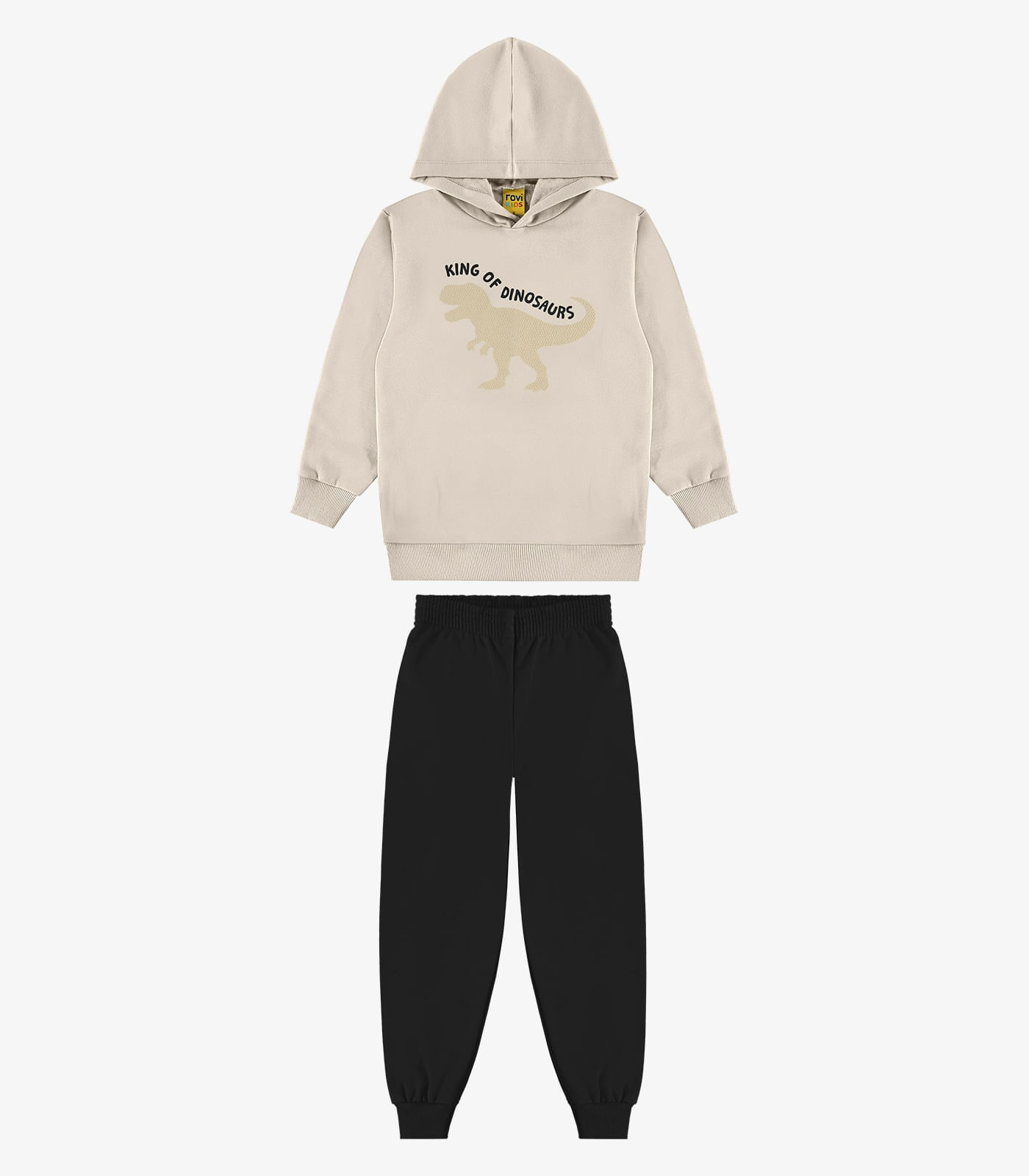Conjunto Blusão com Capuz Calça Moletom Rovi Kids Bege