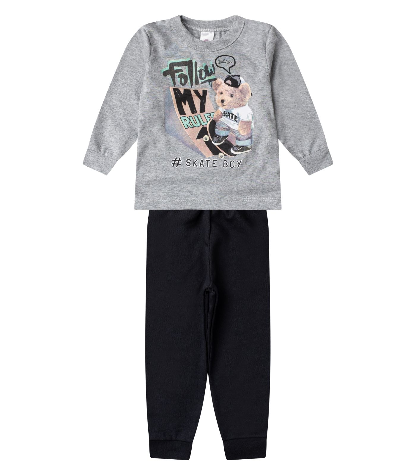 Conjunto Menino Blusa Longa E Calça Select Cinza