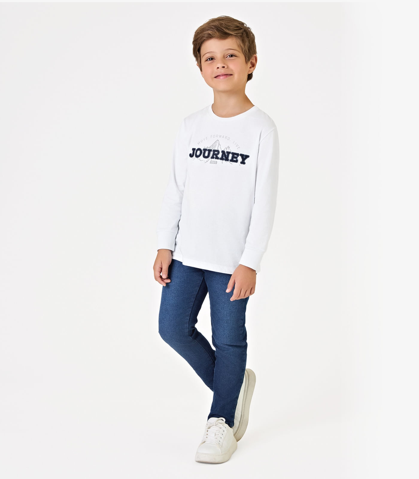 Conjunto Camiseta Com Calça Jeans Trick Nick Branco