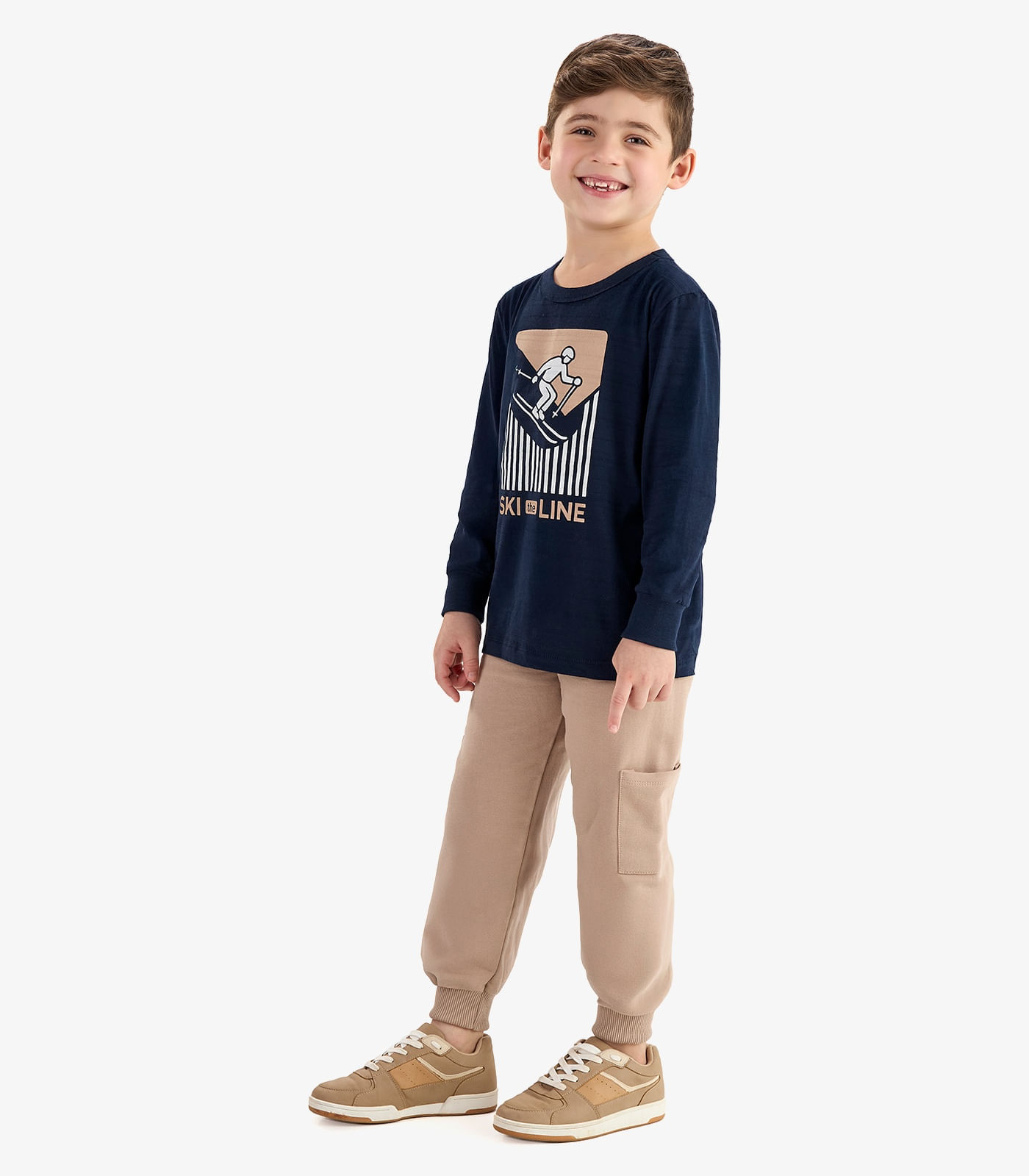 Conjunto Camiseta com Calça Meia Malha Rovi Kids Azul