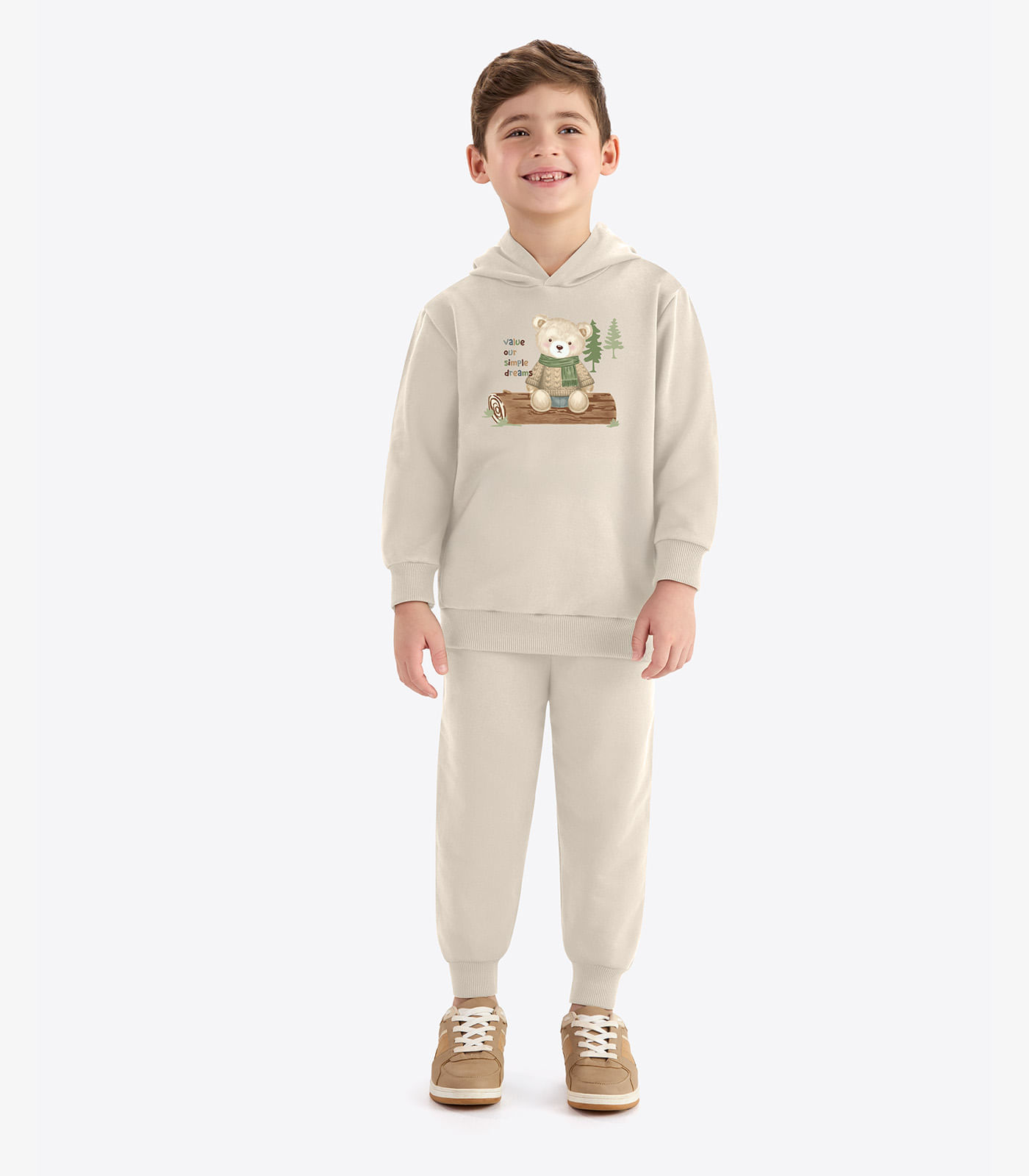Conjunto Blusão Com Calça Masculino Rovi Kids Bege