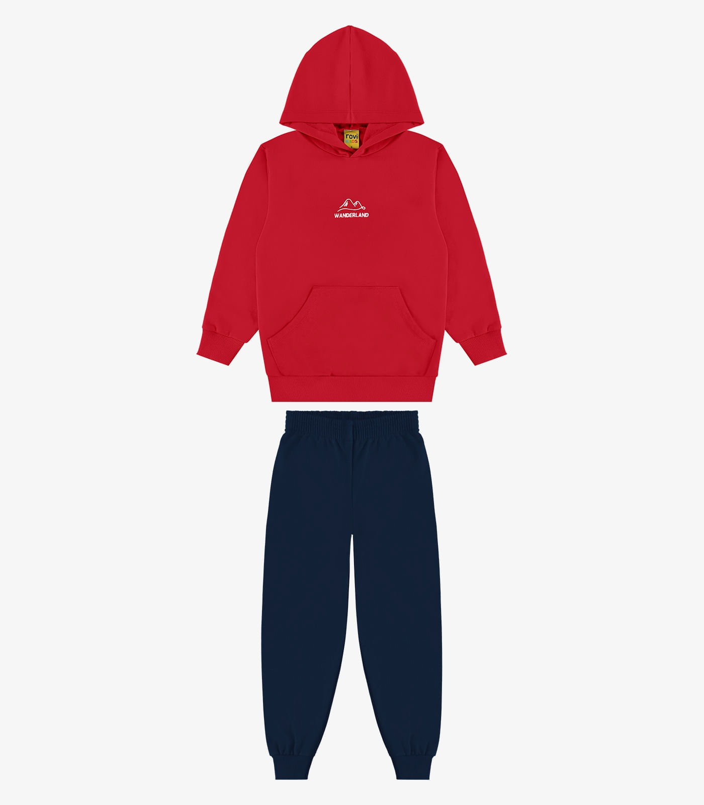 Conjunto Blusão de Capuz e Calça Moletom Rovi Kids Vermelho