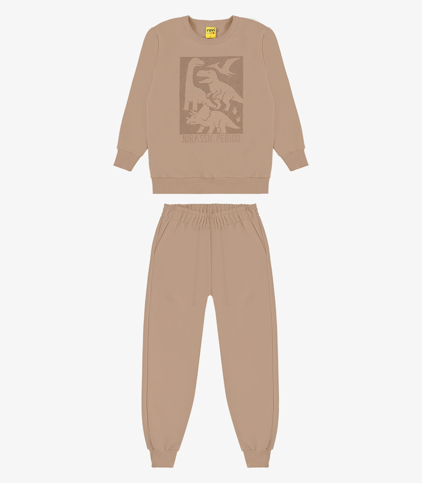 Conjunto Moletom Blusão e Calça Rovi Kids Marrom