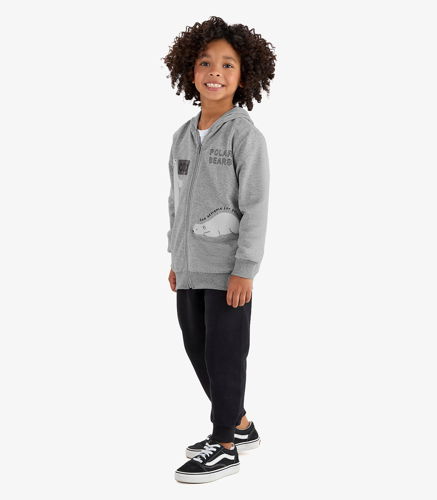 Conjunto Jaqueta Capuz e Calça Moletom Rovi Kids Cinza