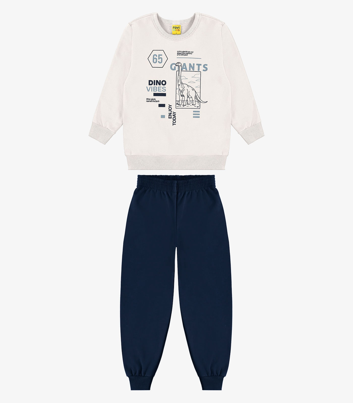 Conjunto Blusão e Calça Moletom Rovi Kids Bege