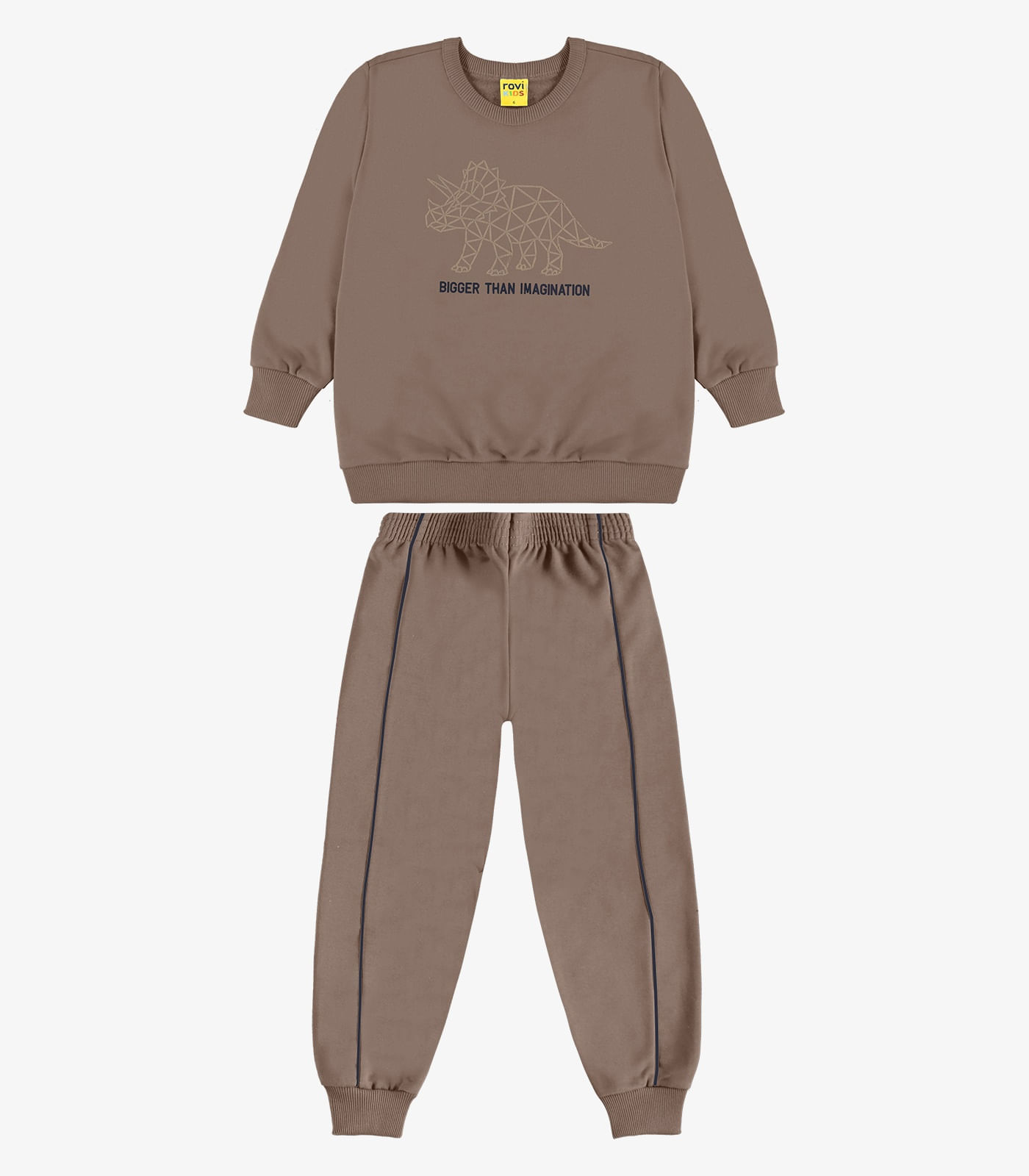 Conjunto Blusão e Calça Moletom Rovi Kids Marrom