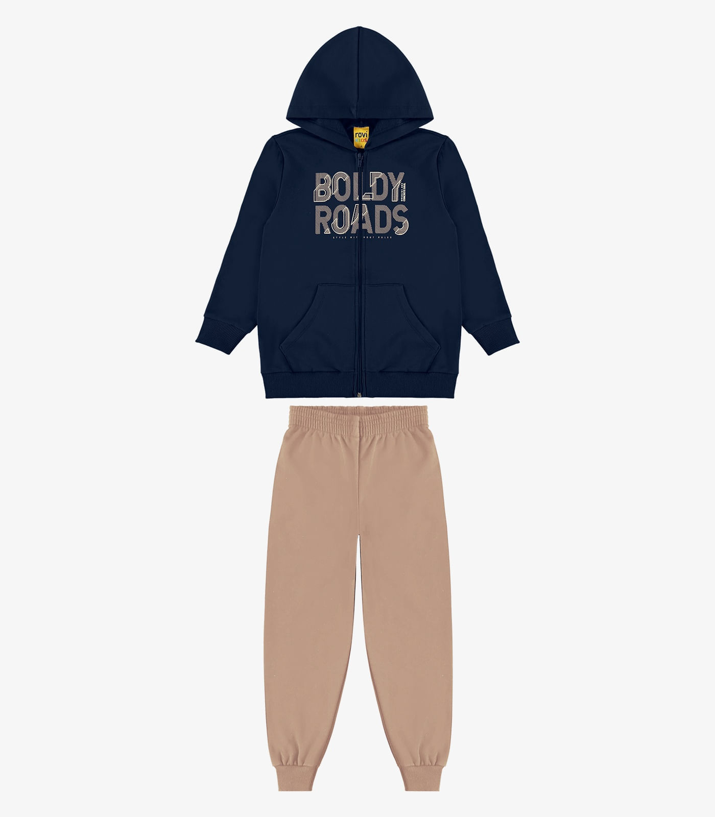 Conjunto Jaqueta Capuz e Calça Moletom Rovi Kids Azul