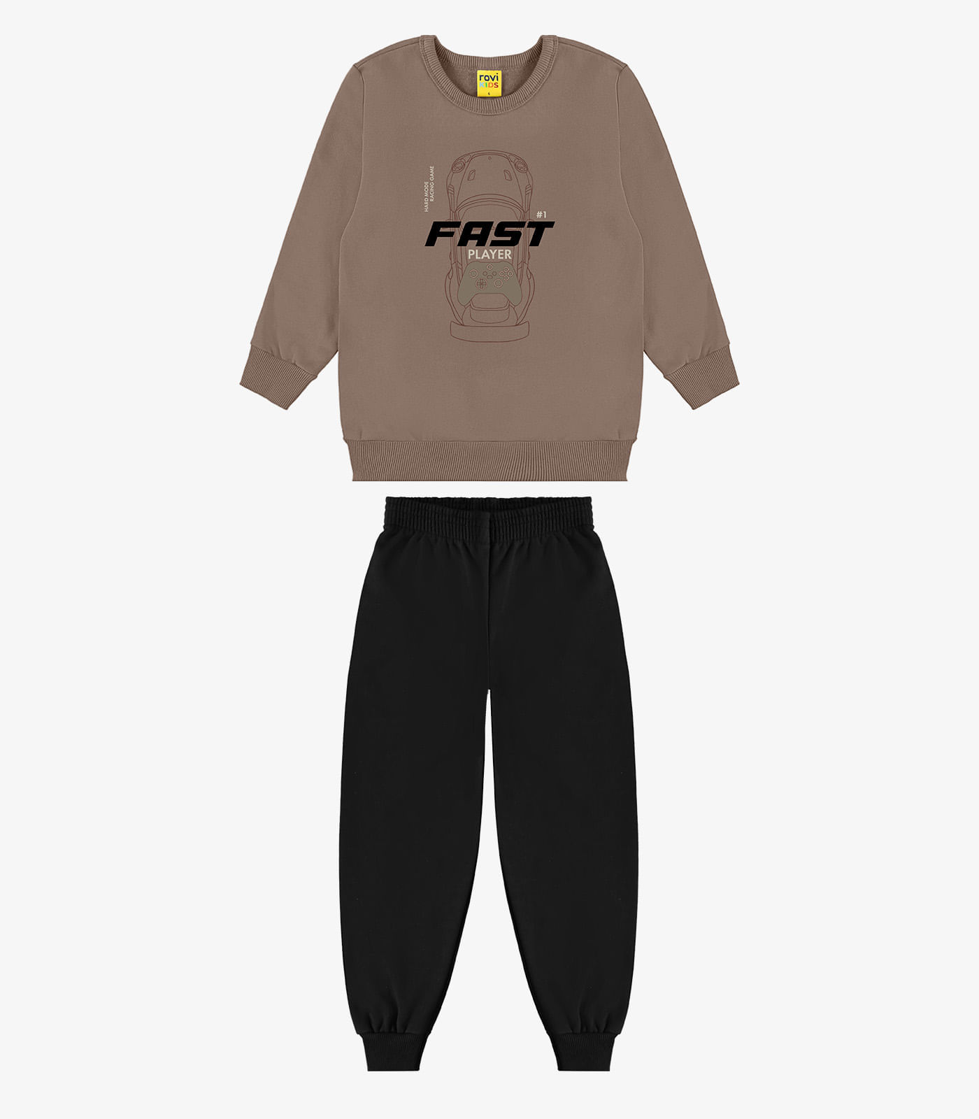 Kit Conjunto Blusão Com Calça Rovi Kids Marrom