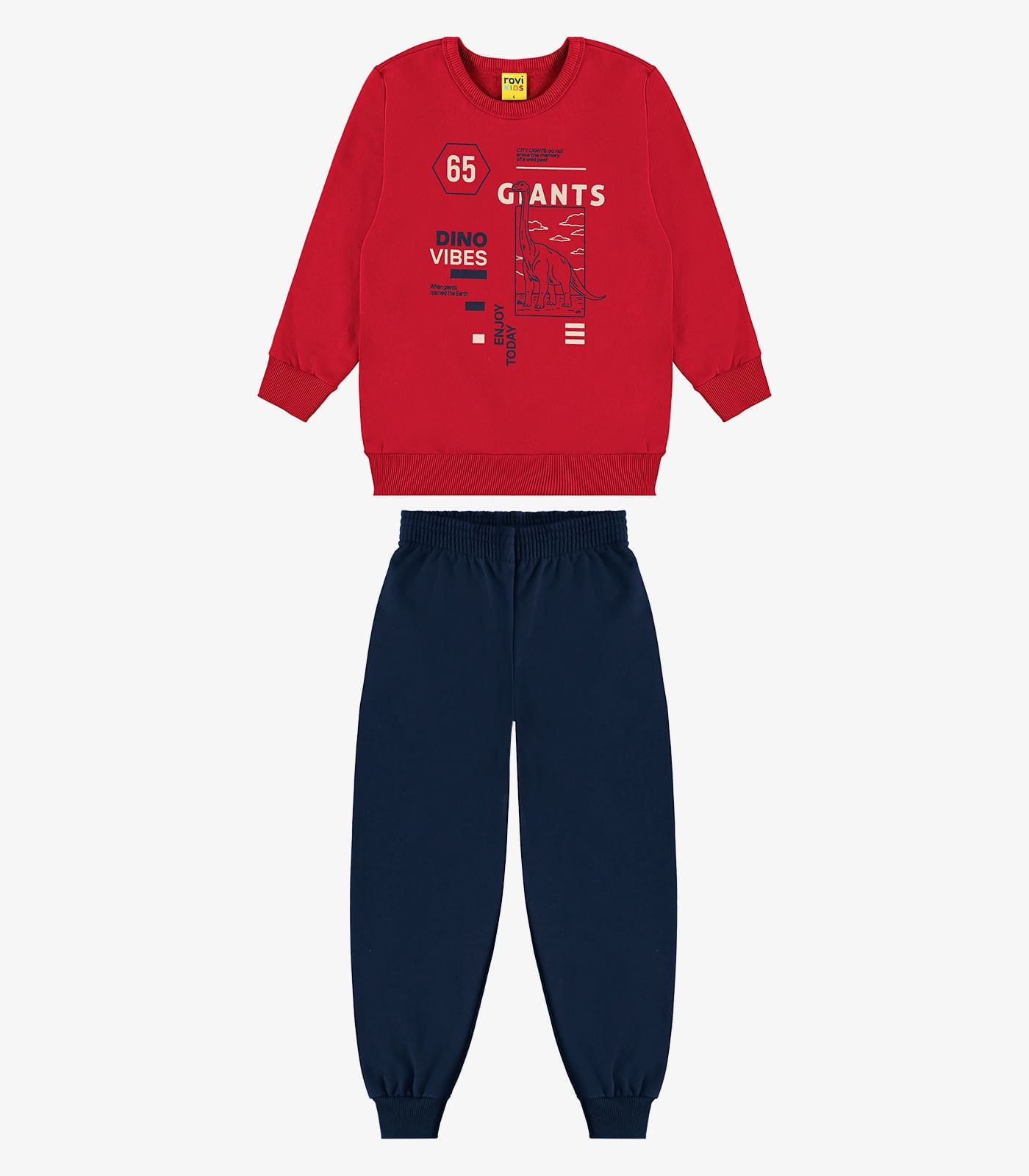 Conjunto Blusão e Calça Moletom Rovi Kids Vermelho