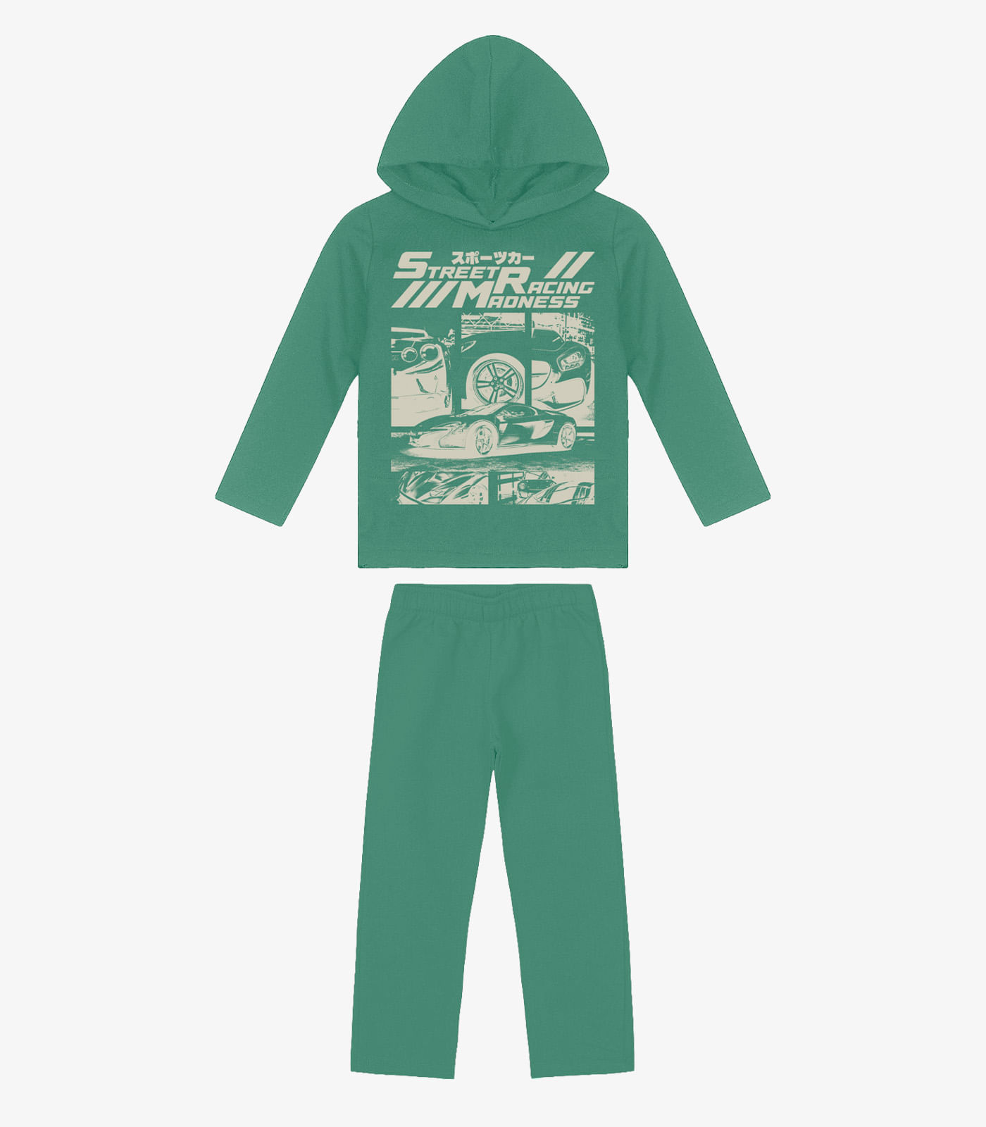 Kit Conjunto Blusão Com Capuz E Calça Rovi Kids Verde