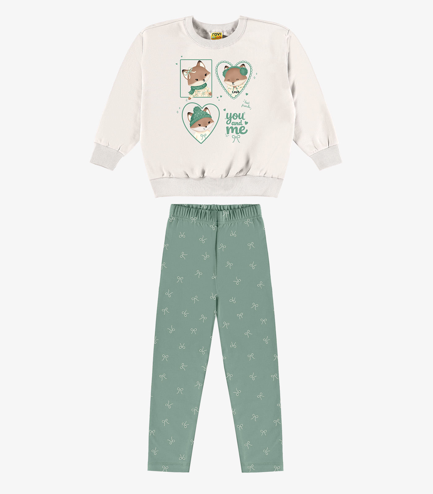 Conjunto Blusão Com Legging Feminino Rovi Kids Bege