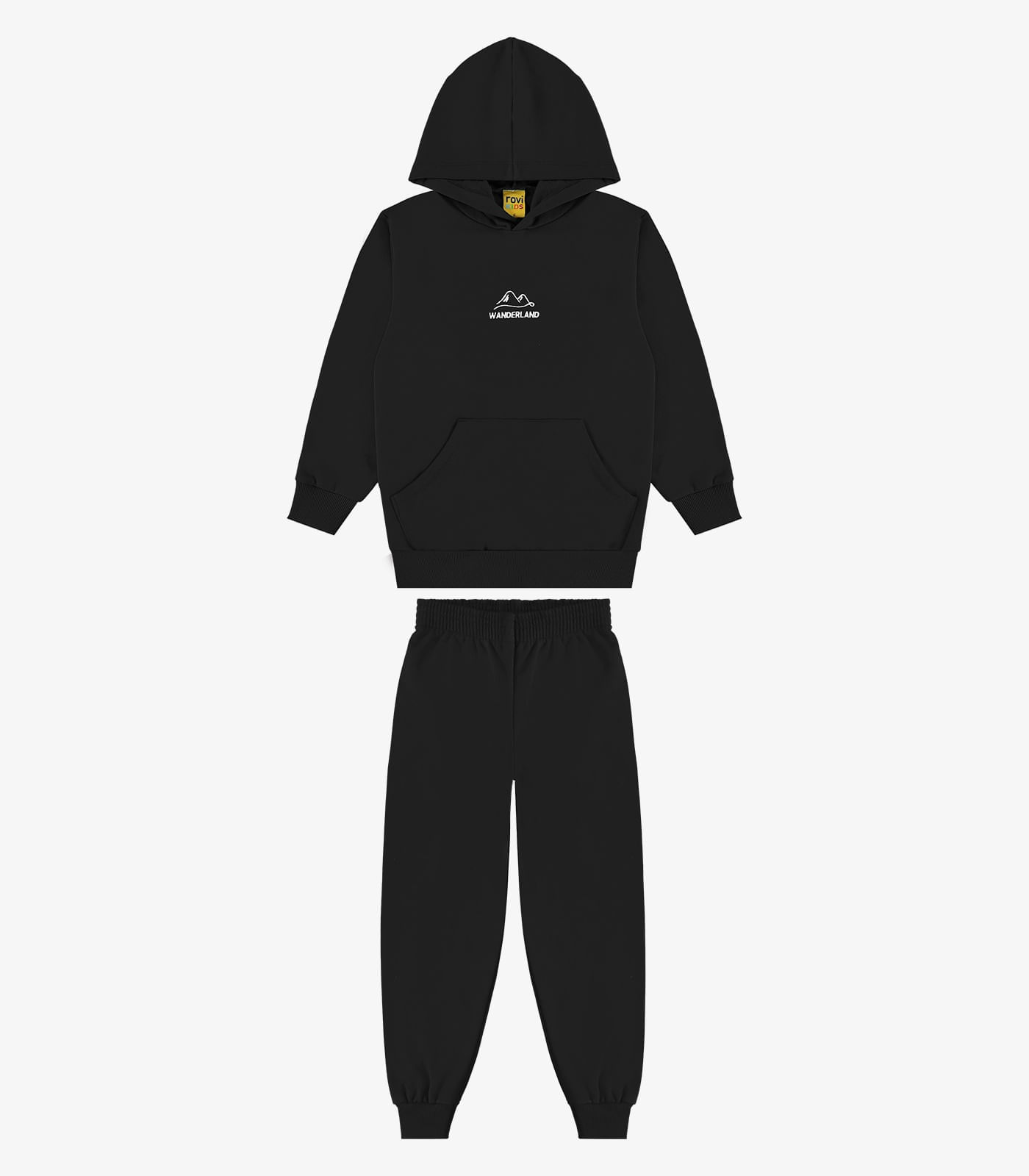 Conjunto Blusão de Capuz e Calça Moletom Rovi Kids Preto