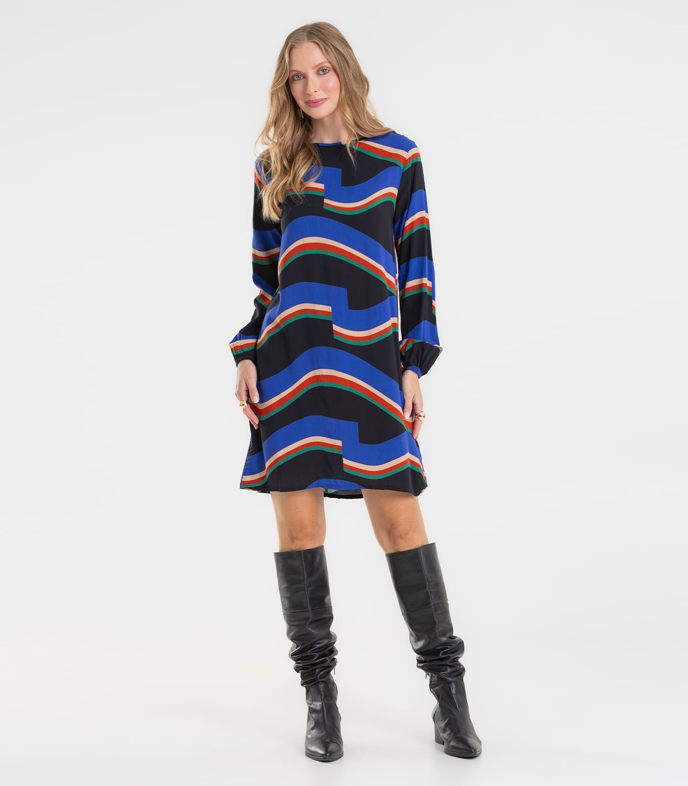 Vestido Curto Feminino Manga Longa Rovitex Preto