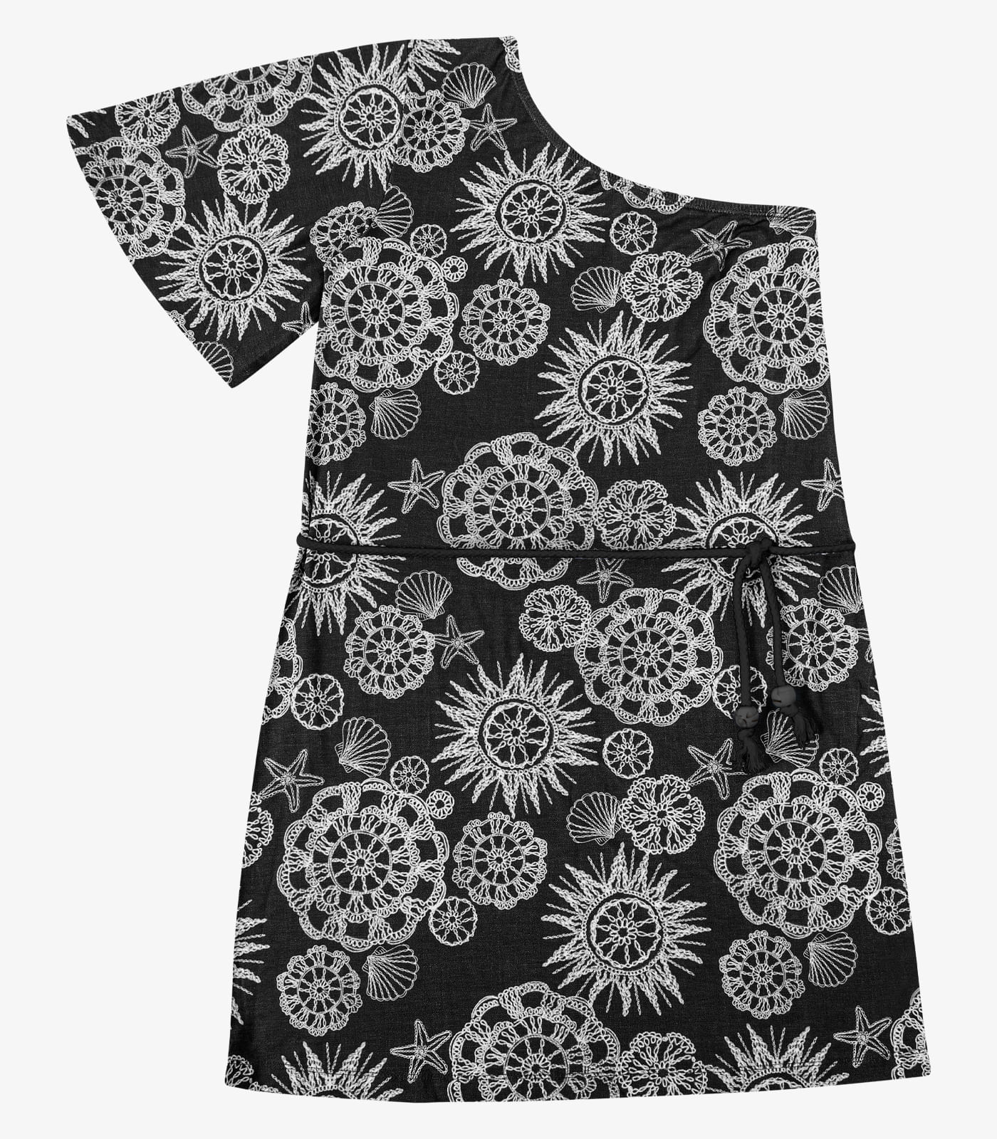 Vestido Feminino Assimetrico Com Cinto Endless Preto