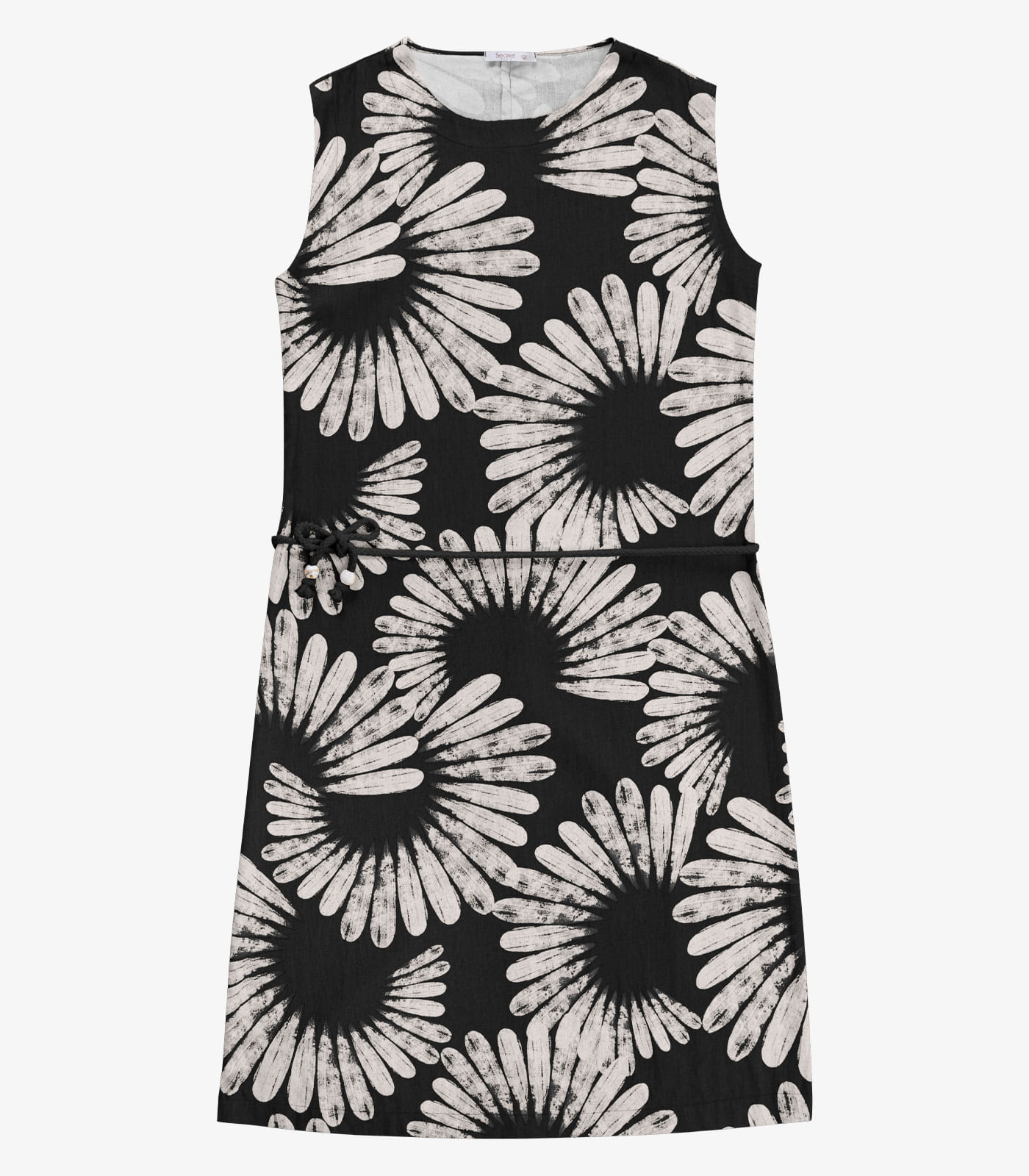 Vestido Feminino Midi Estampado Secret Glam Preto