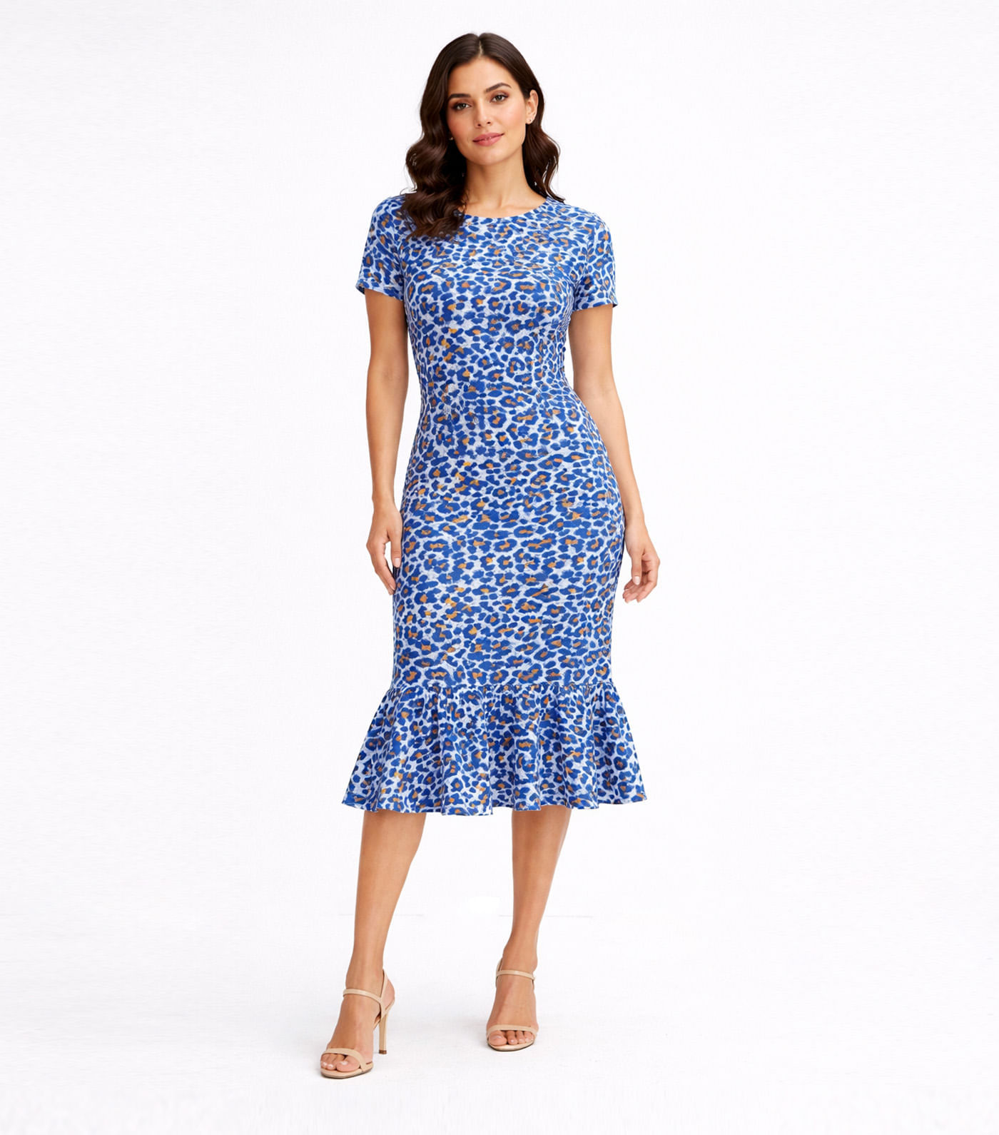 Vestido Feminino Midi Slim Em Suplex Select Azul