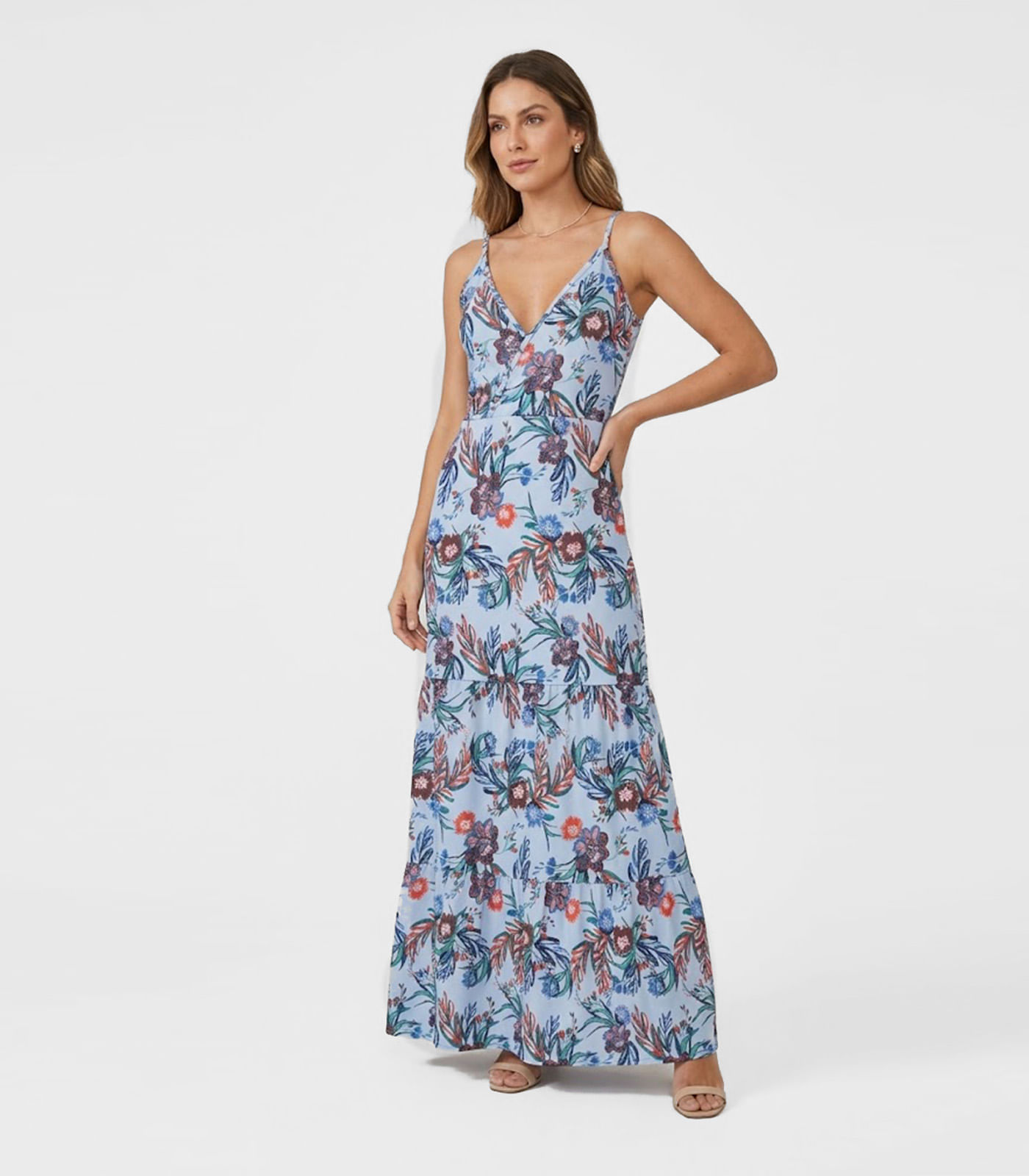Vestido Longo Feminino Transpassado Select Azul