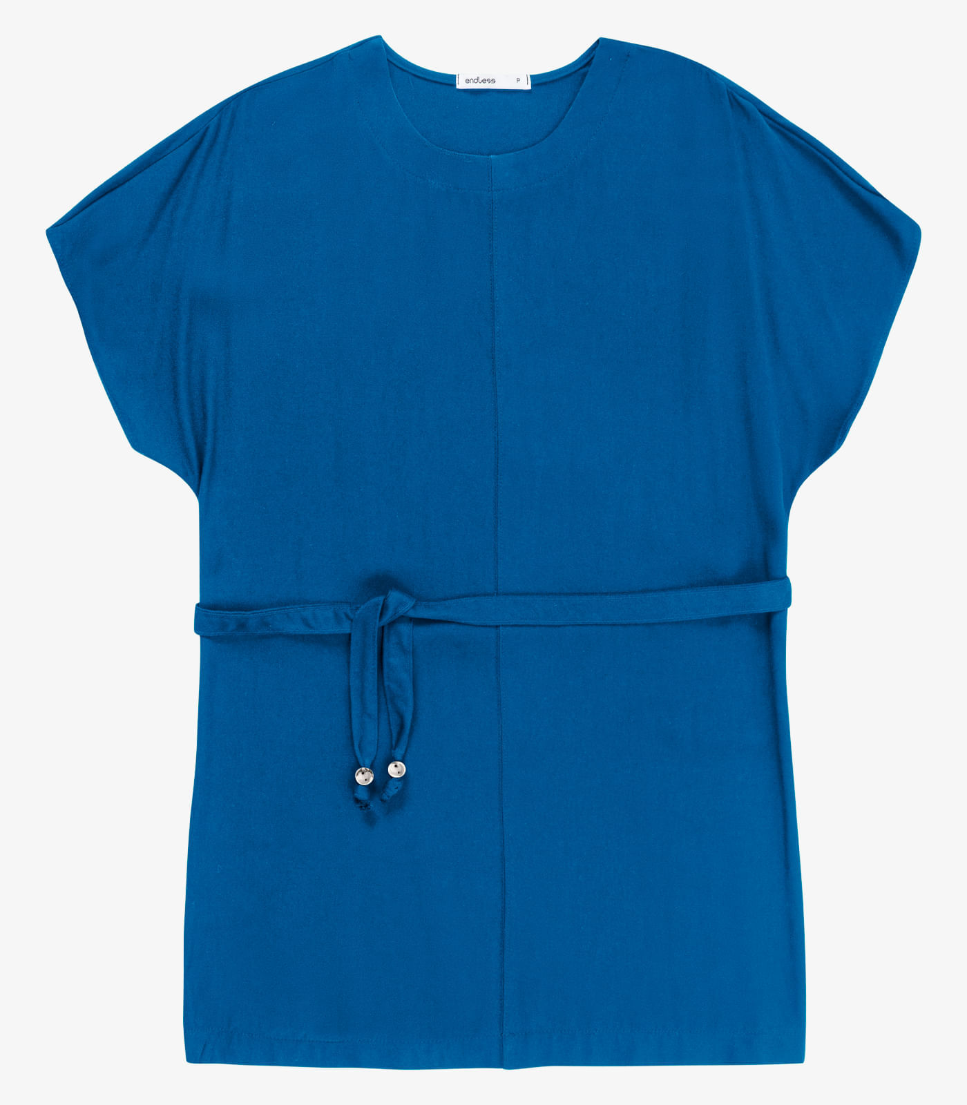 Vestido Feminino Curto Com Cinto Viscose Endless Azul