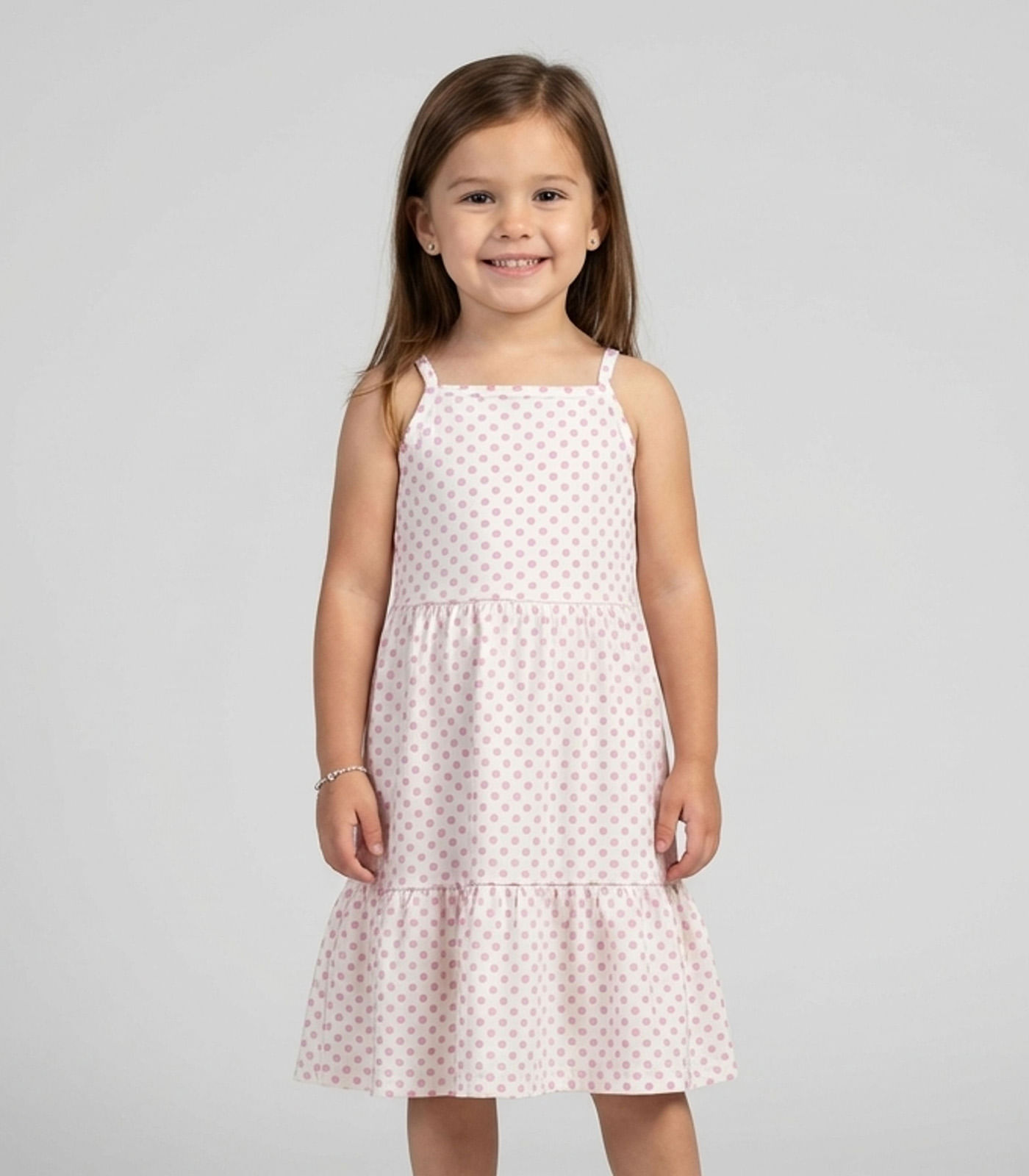 Vestido Midi Infantil Com Recorte Franzido Select Rosa