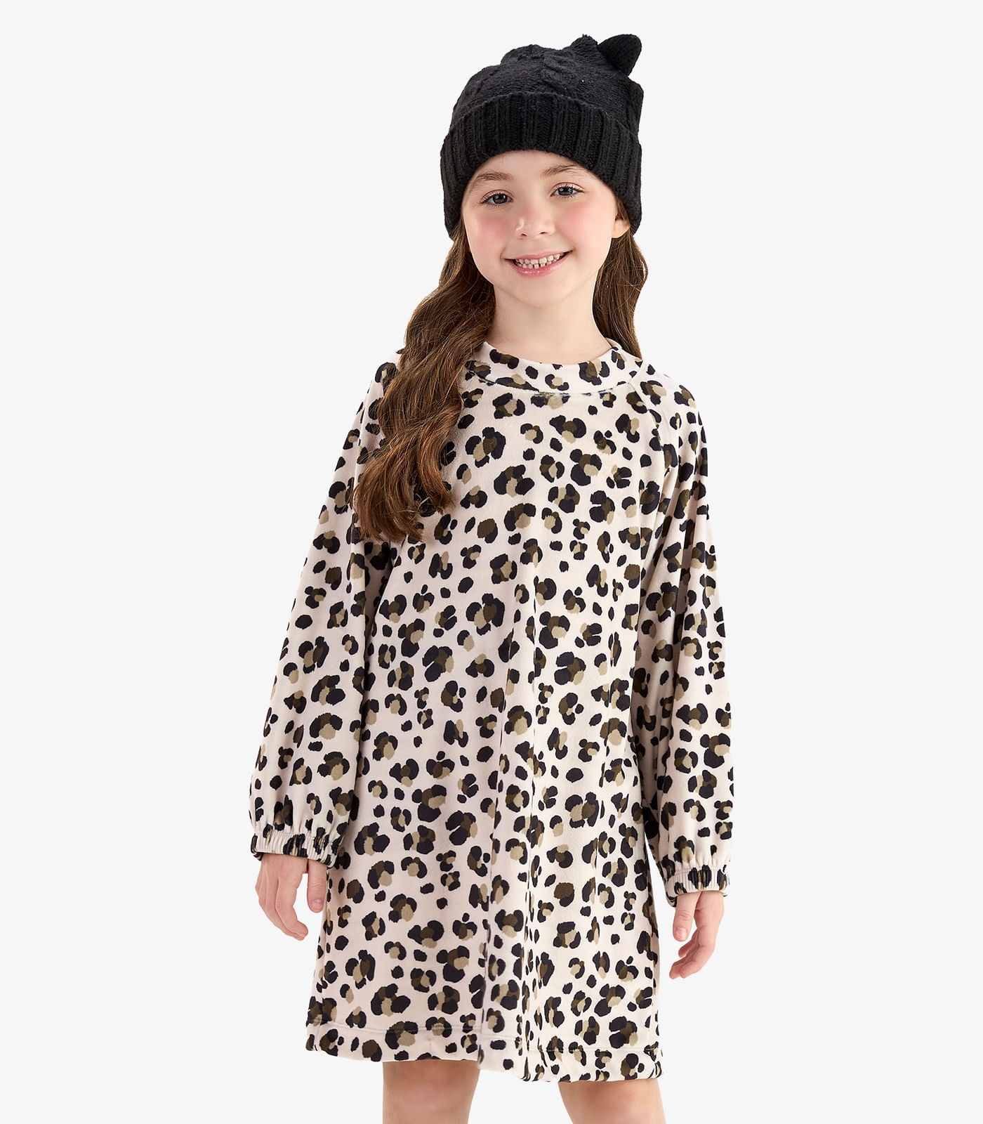 Vestido em Fleece Comfort Rovi Kids Bege
