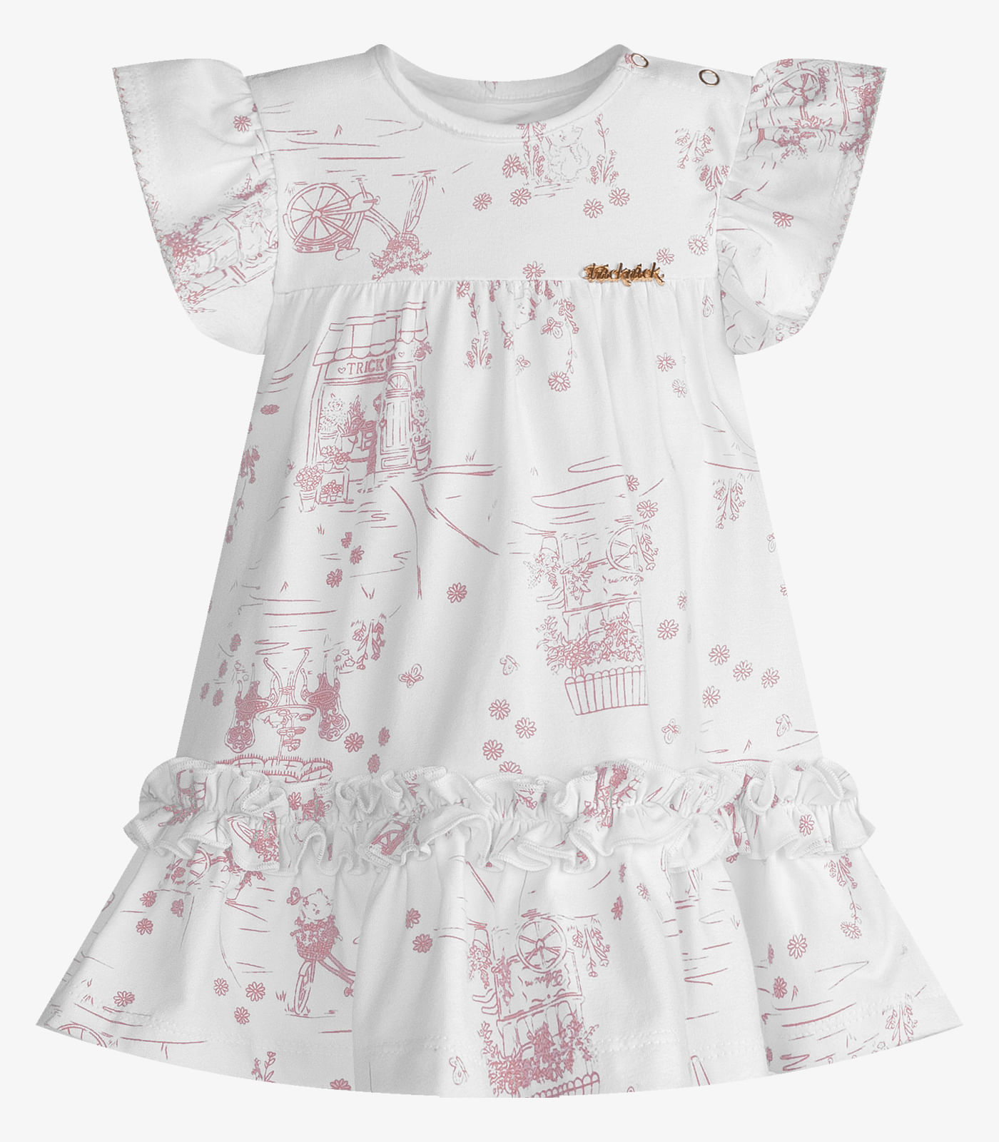 Vestido Infantil Feminino Estampado Trick Nick Branco
