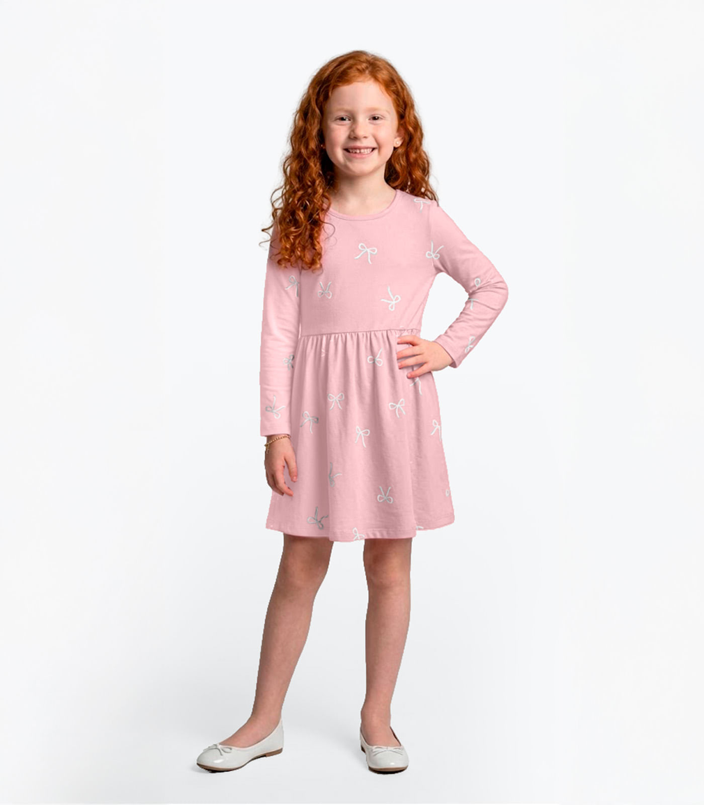 Vestido Manga Longa Infantil Rovi Kids Rosa