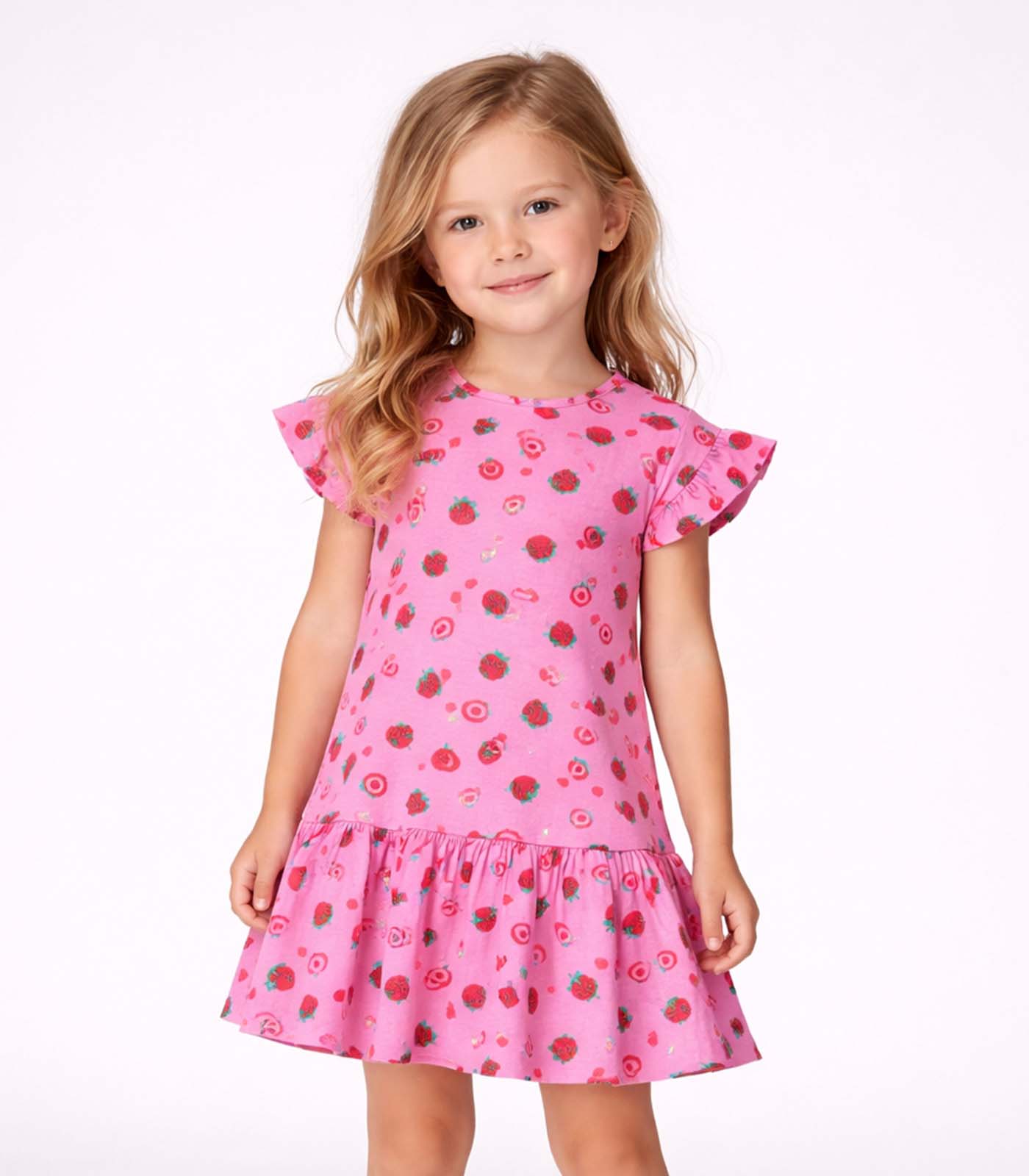 Vestido Infantil Estampado E Franzidos Select Vermelho