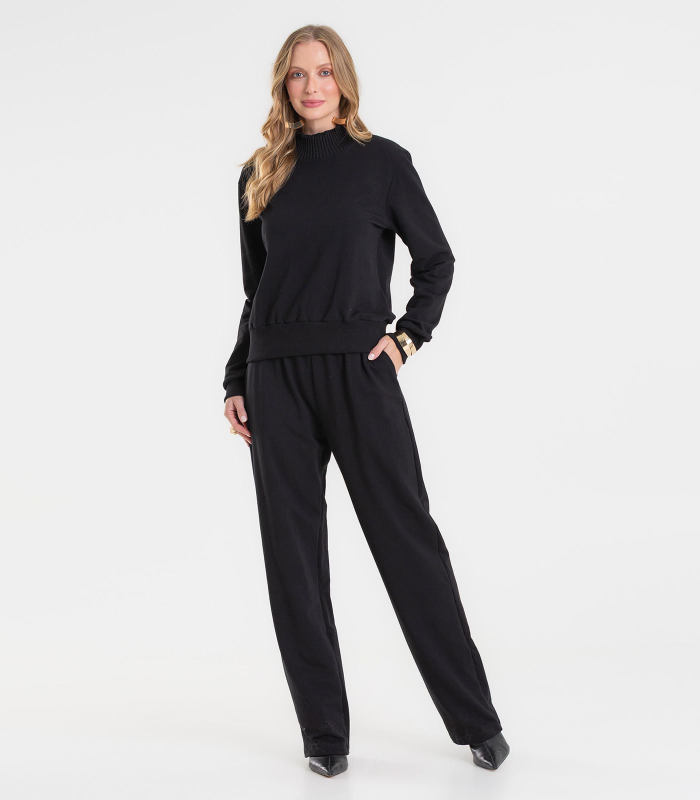 Conjunto Blusão Com Calça Feminino Rovitex Preto