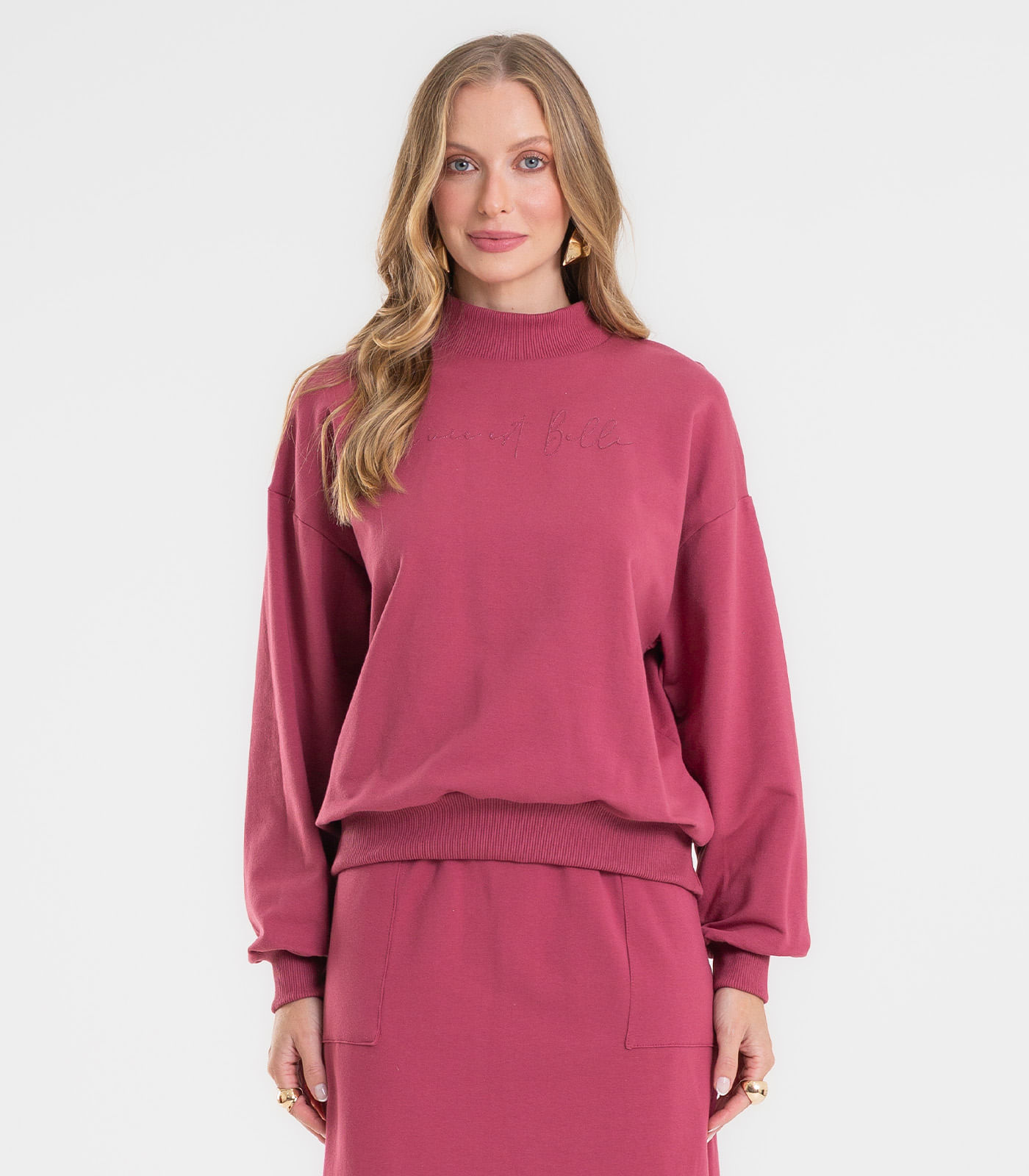 Blusão Feminino Estampado Com Gola Alta Rovitex Vermelho