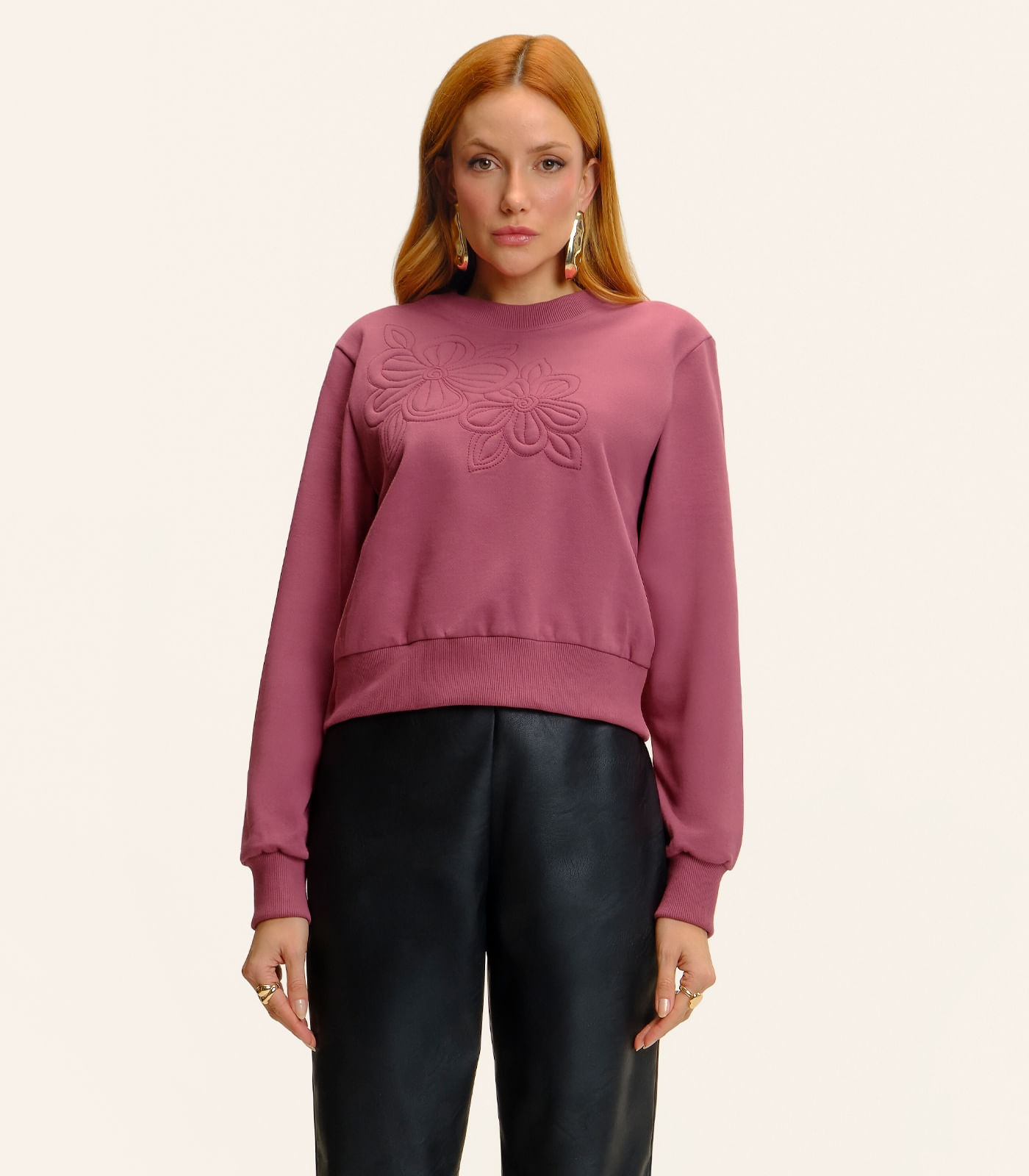 Blusão Feminino Moletom Bordado Felpado Endless Vermelho