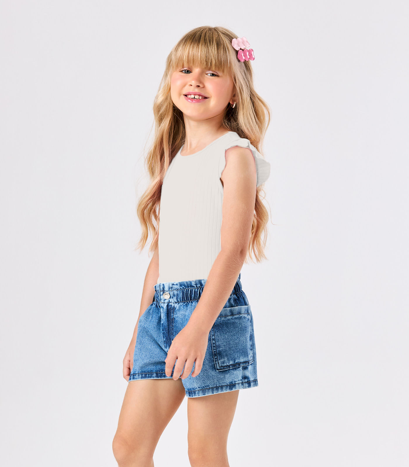 Blusa Infantil Feminina Tecido Plissado Trick Nick Bege